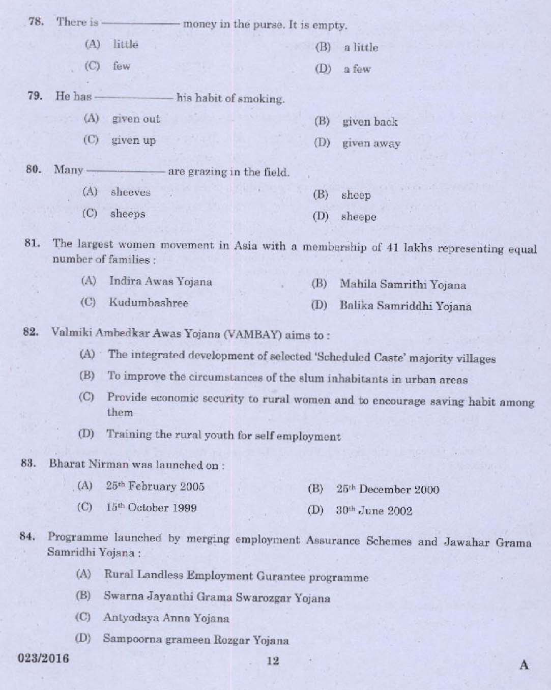 Kerala PSC Administrative Assistant Exam Question 0232016 10
