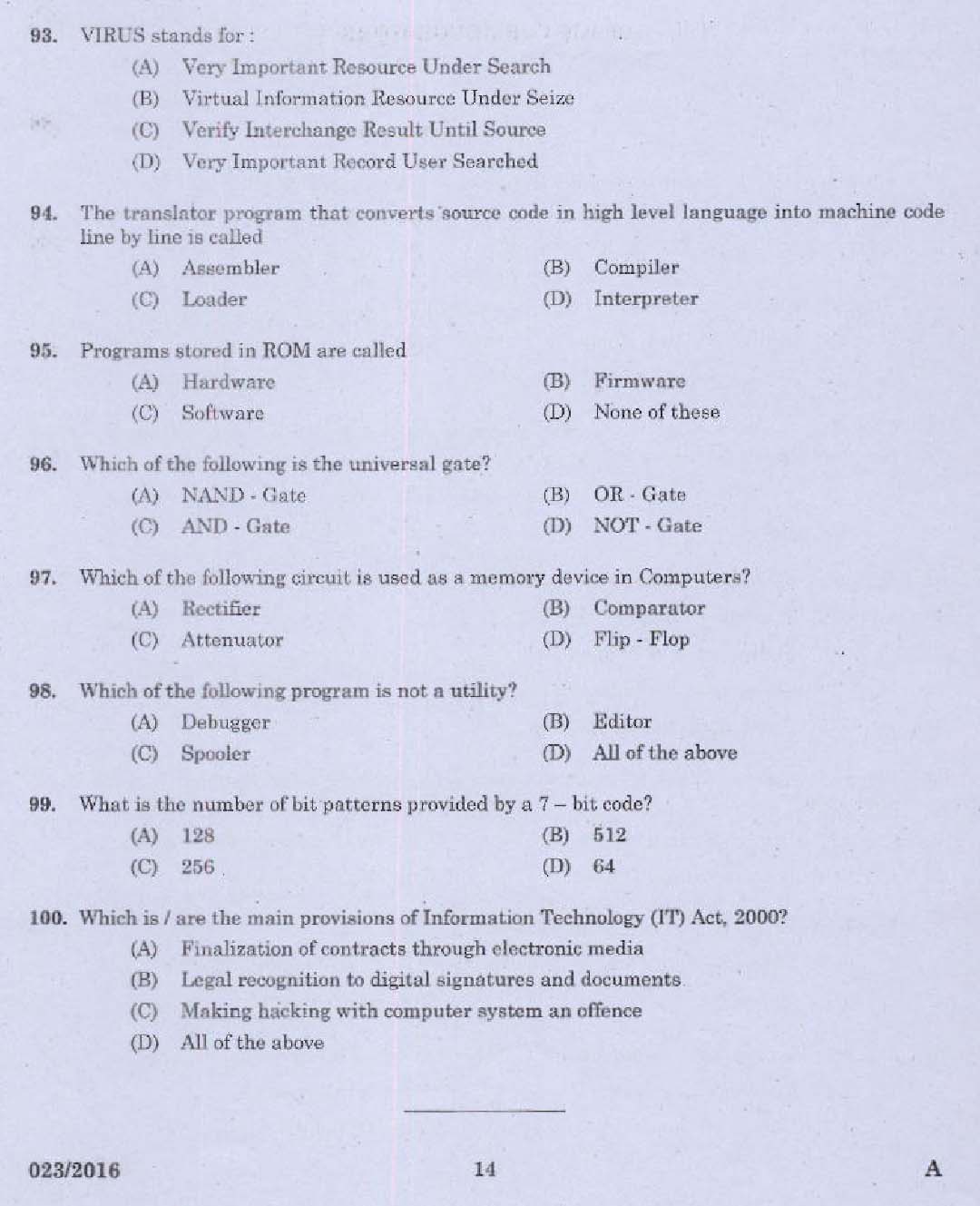 Kerala PSC Administrative Assistant Exam Question 0232016 12