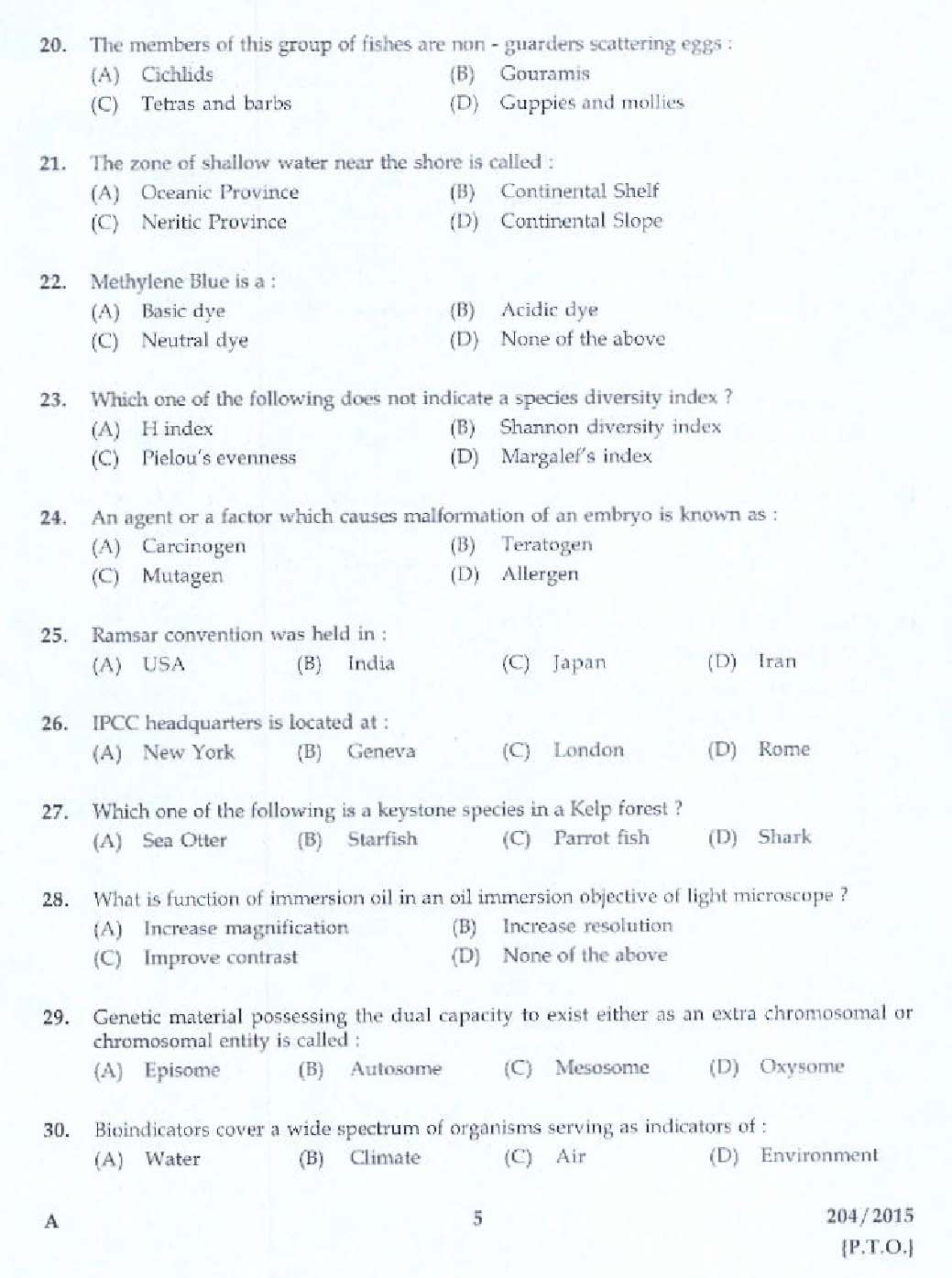 KPSC Assistant Director Of Fisheries Exam Question 2042015 3