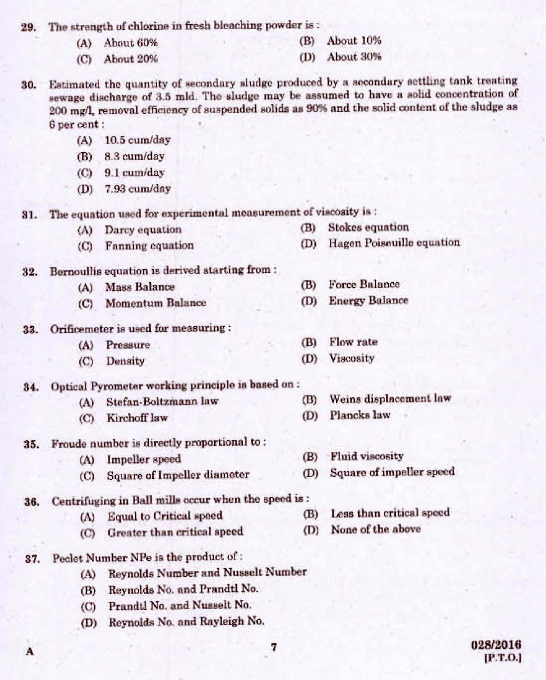 Kerala PSC Assistant Engineer Civil Exam 2016 Question Paper Code 0282016 5