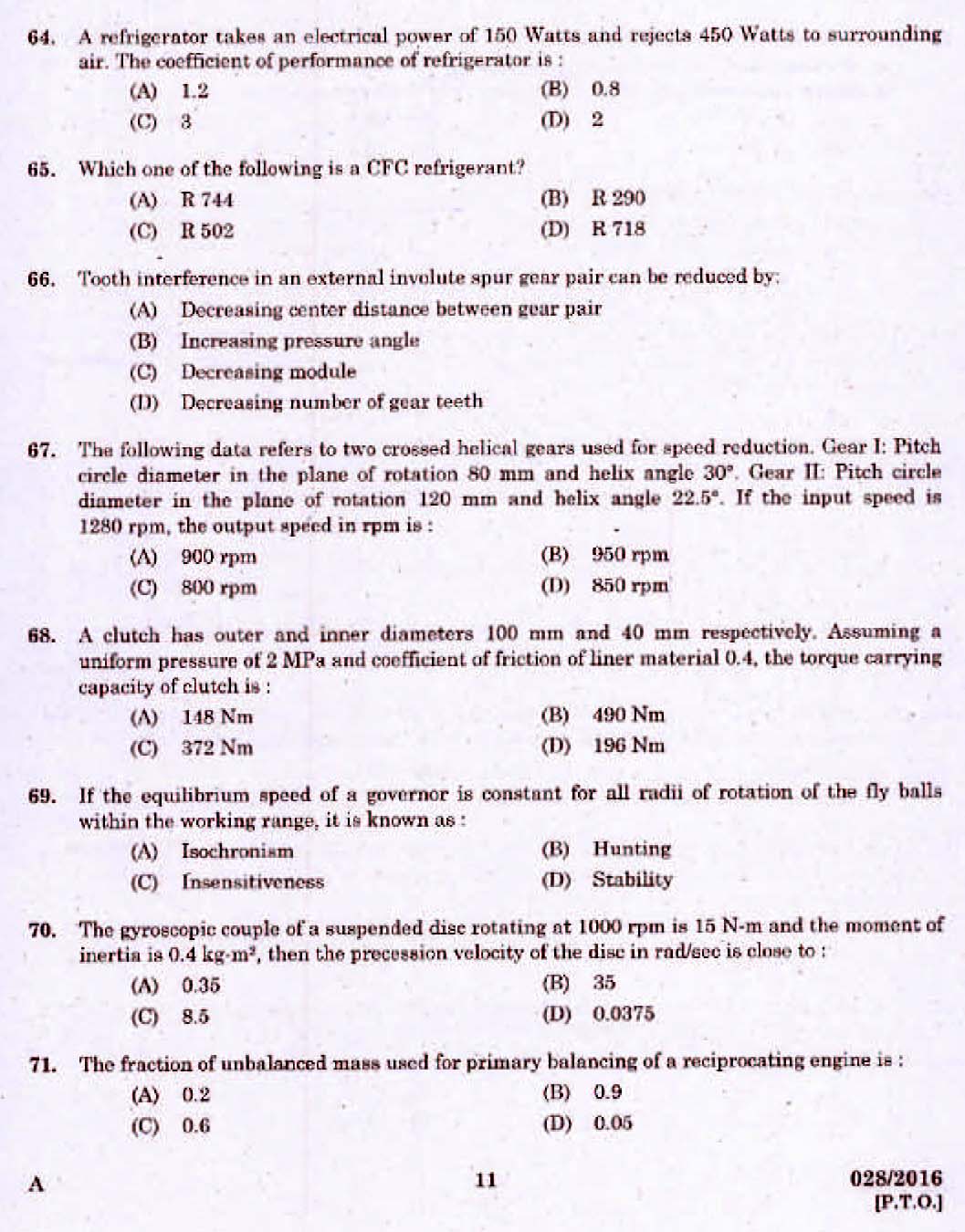 Kerala PSC Assistant Engineer Civil Exam 2016 Question Paper Code 0282016 9