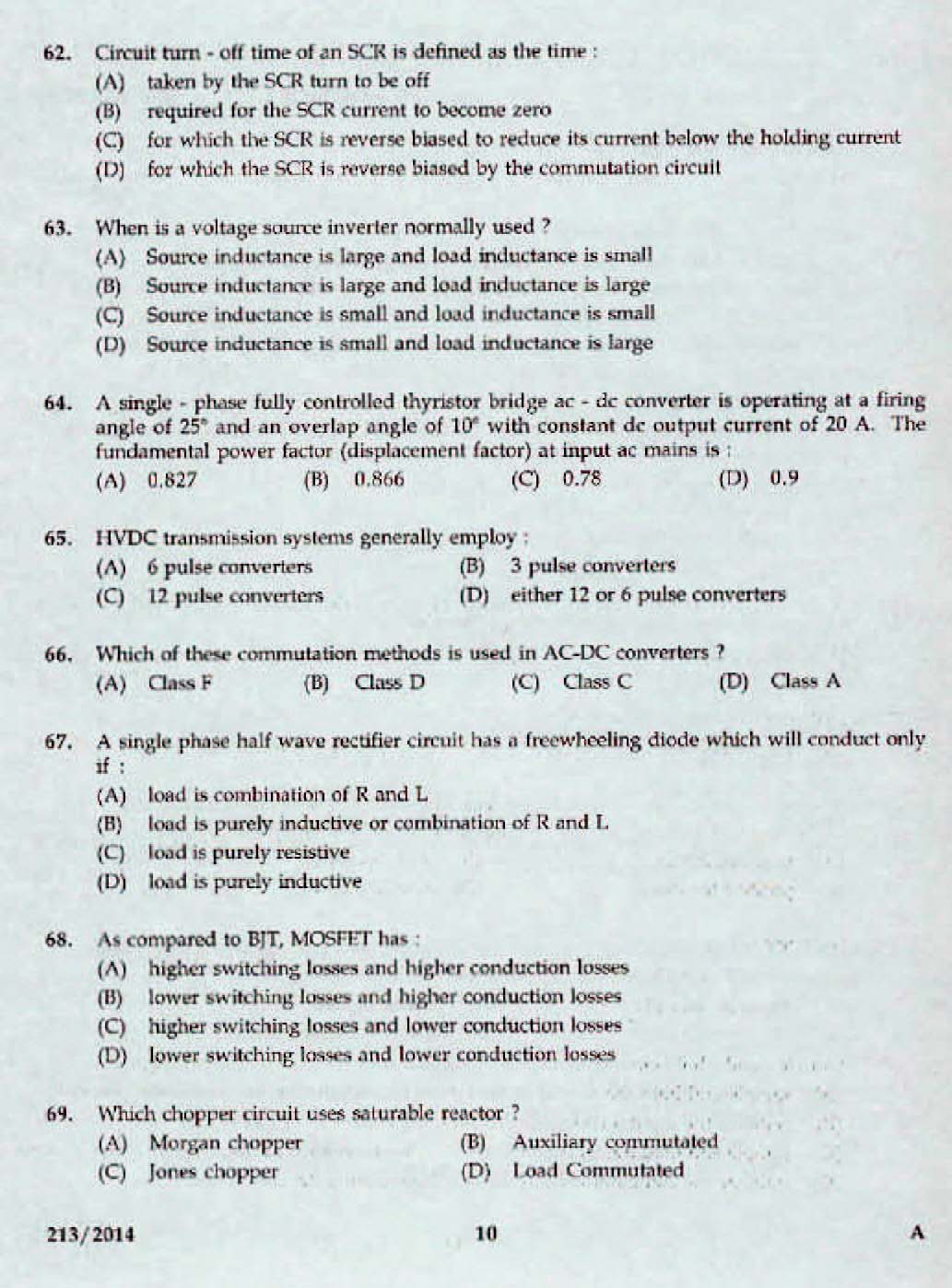 Kerala PSC Assistant Engineer Electrical Exam 2014 Question Paper Code 2132014 8