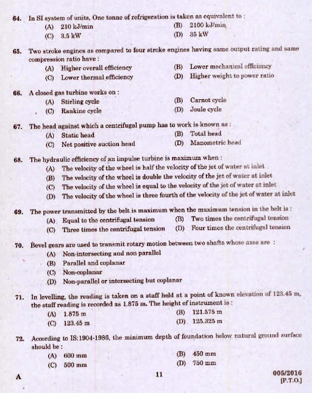 Kerala PSC Assistant Engineer Electrical Exam 2016 Question Paper Code 0052016 9