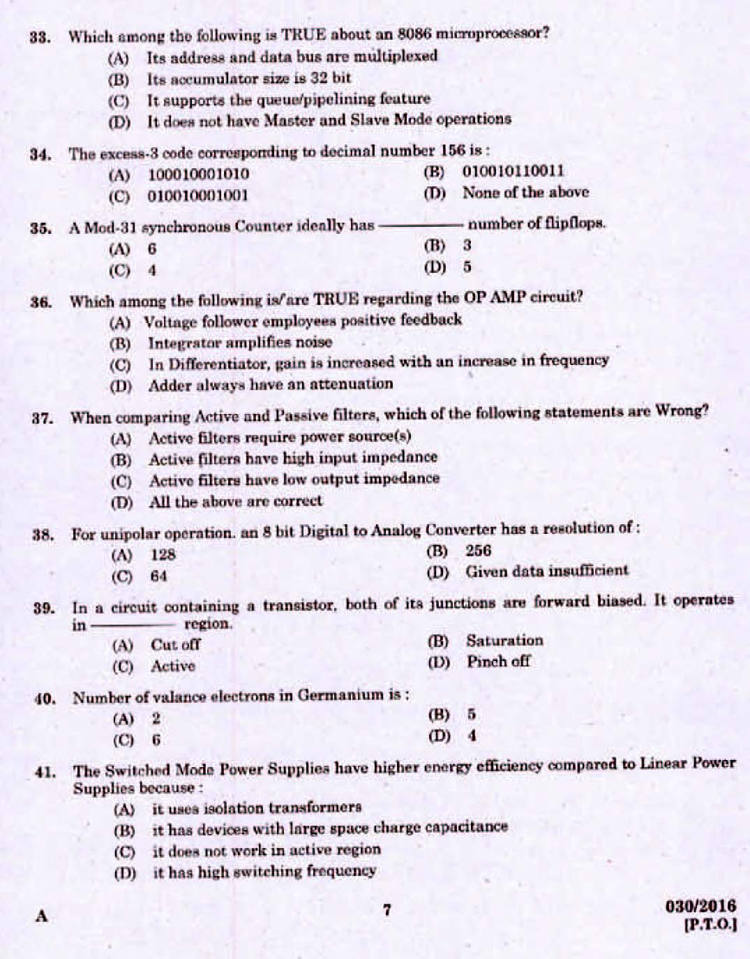 Kerala PSC Assistant Engineer Electrical Exam 2016 Question Paper Code 0302016 5