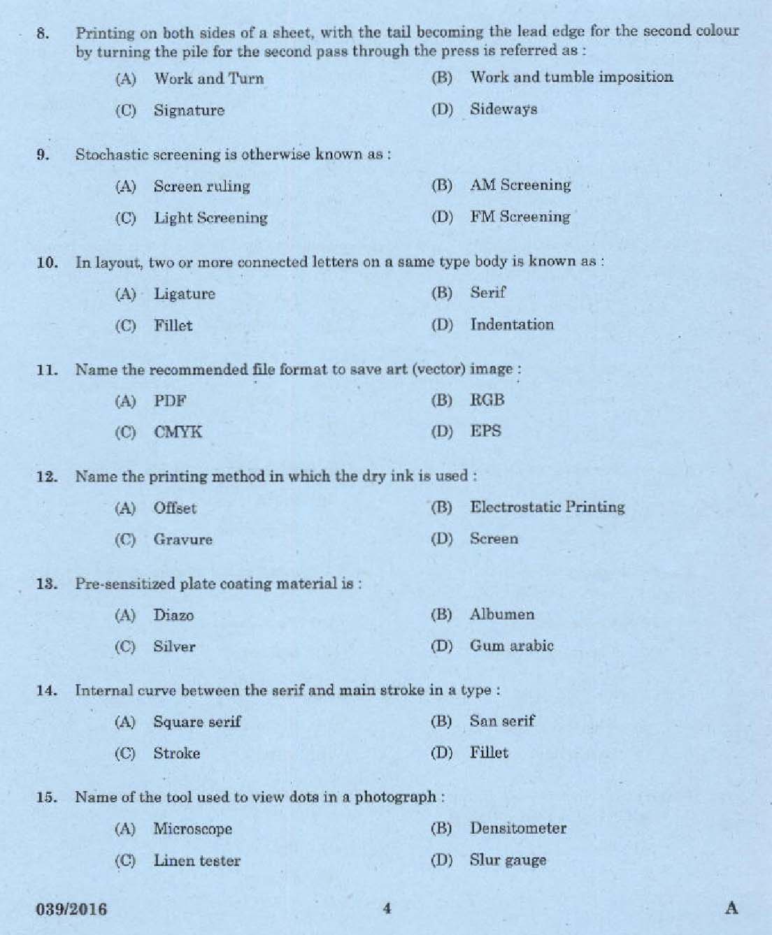 Kerala PSC Binder Grade II Exam Question Code 392016 2