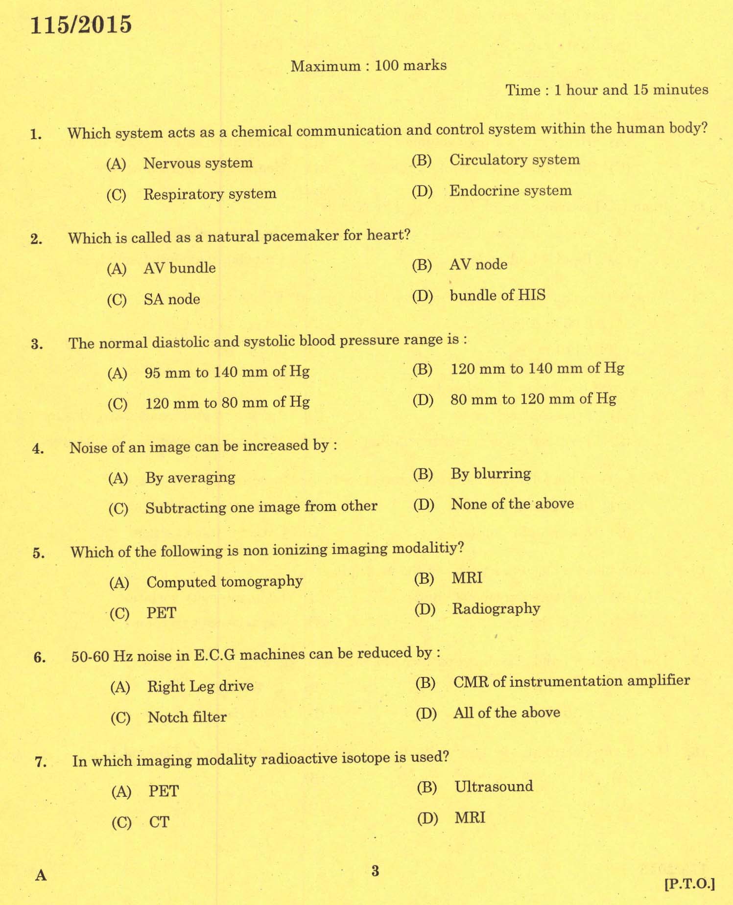 Kerala PSC Bio Medical Engineer Exam Question Code 1152015 1