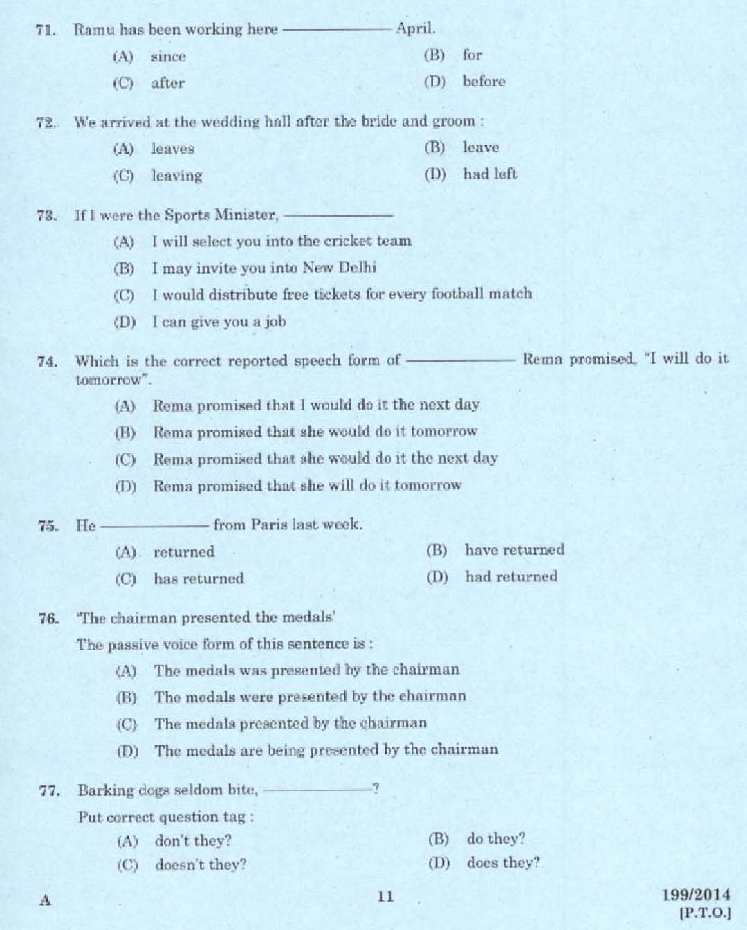 Kerala PSC Cine Assistant Exam Question Code 1992014 9
