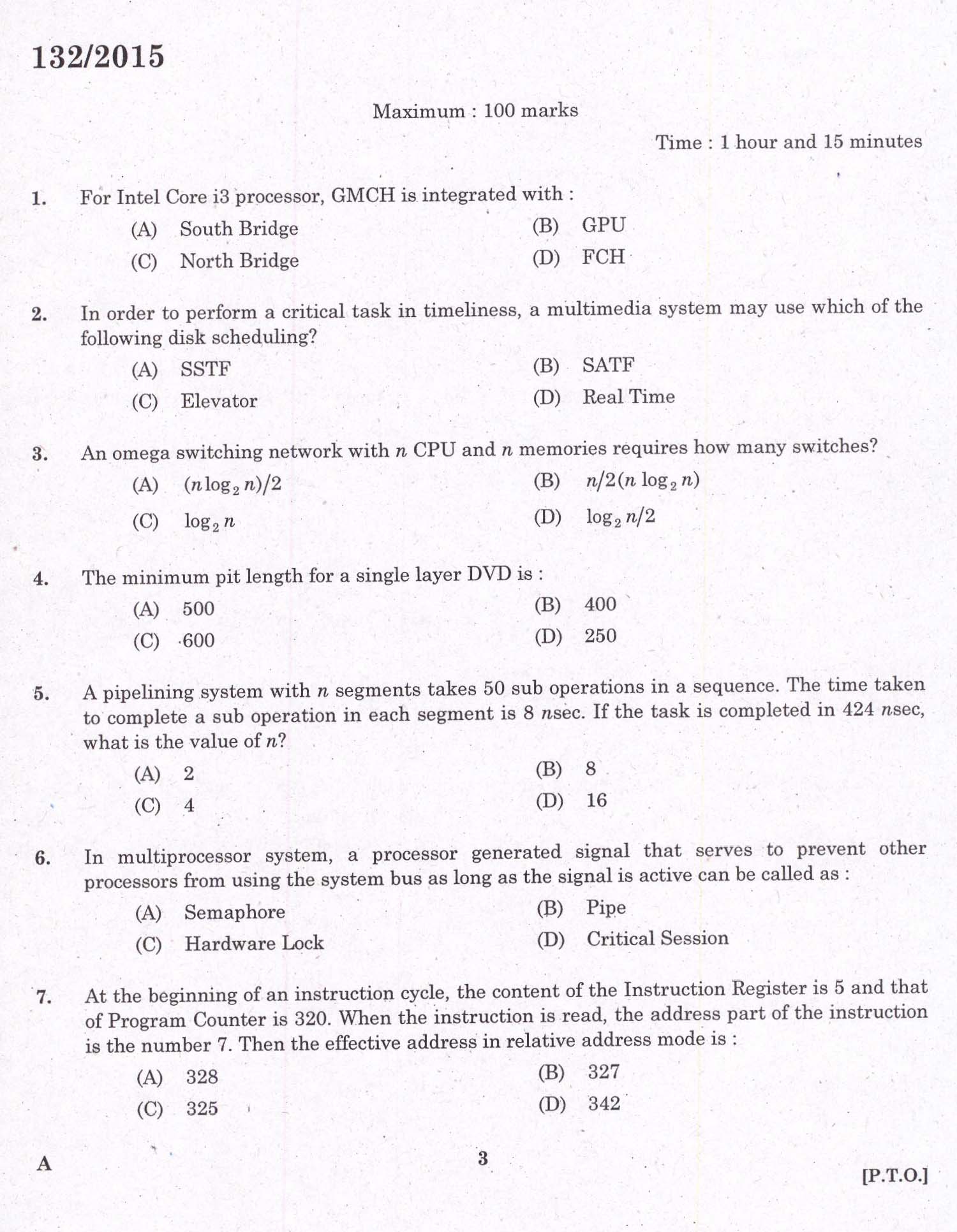 KPSC Computer Operator Exam 2015 Code 1322015 1
