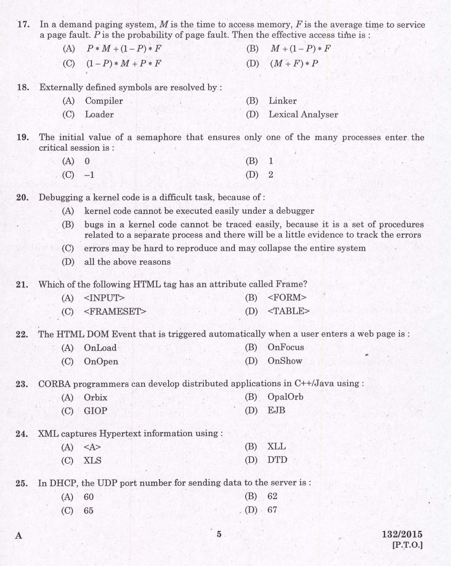 KPSC Computer Operator Exam 2015 Code 1322015 3