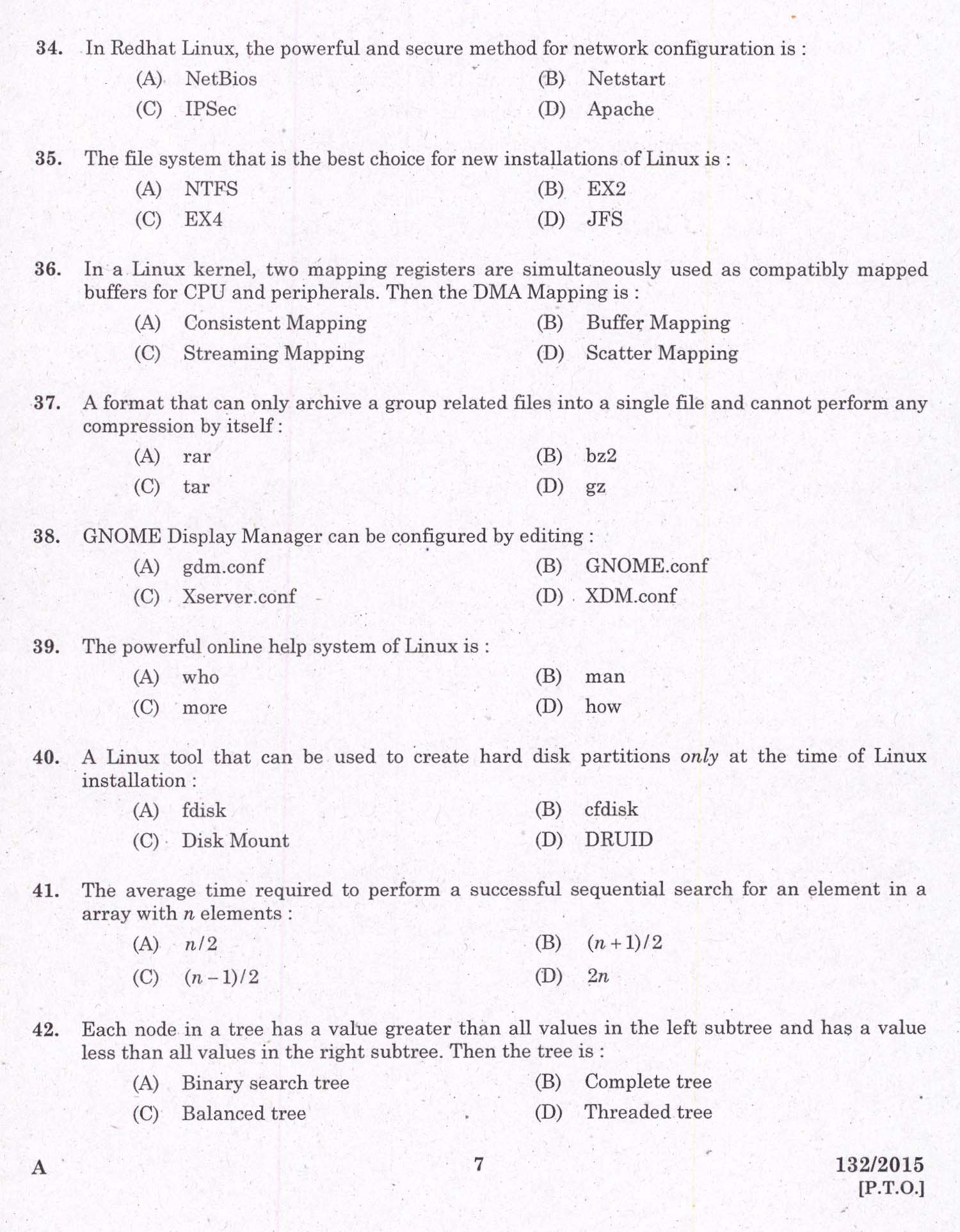 KPSC Computer Operator Exam 2015 Code 1322015 5