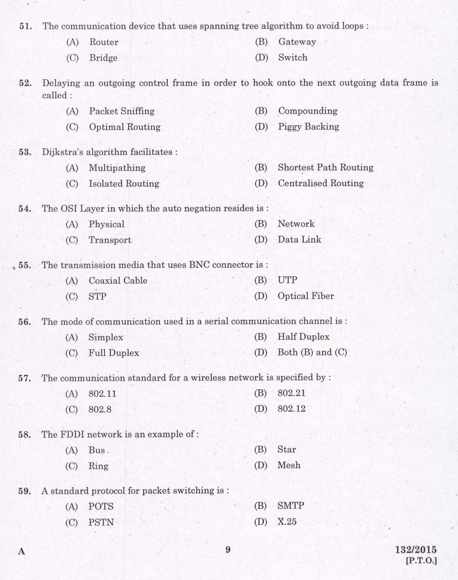 KPSC Computer Operator Exam 2015 Code 1322015 7