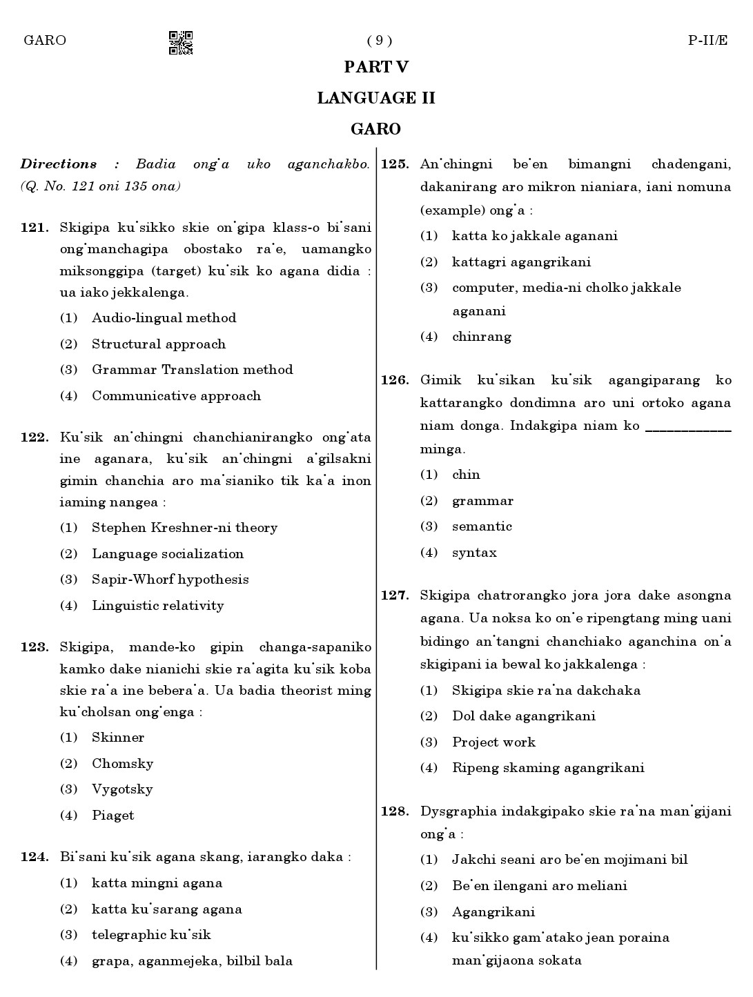 CTET August 2023 Garo Language Supplement Paper II Part IV and V 9