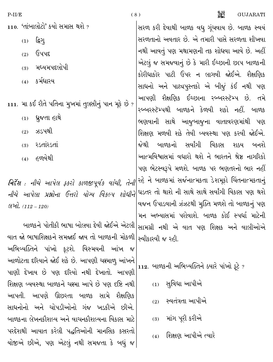 CTET August 2023 Gujarati Language Supplement Paper II Part IV and V 8