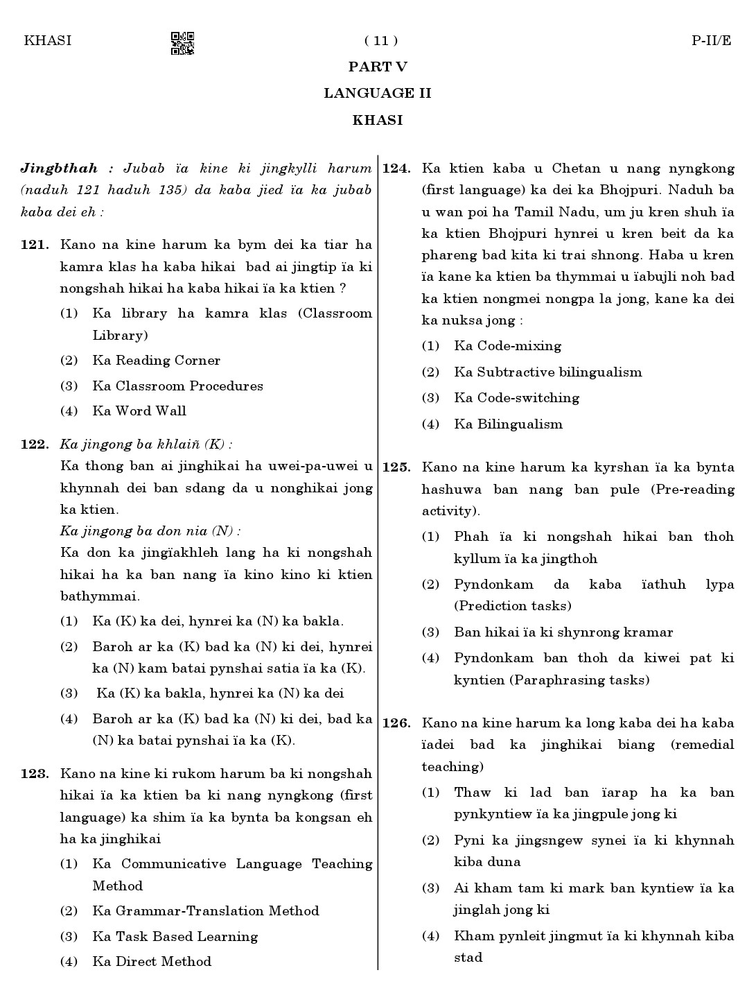 CTET August 2023 Khasi Language Supplement Paper II Part IV and V 11