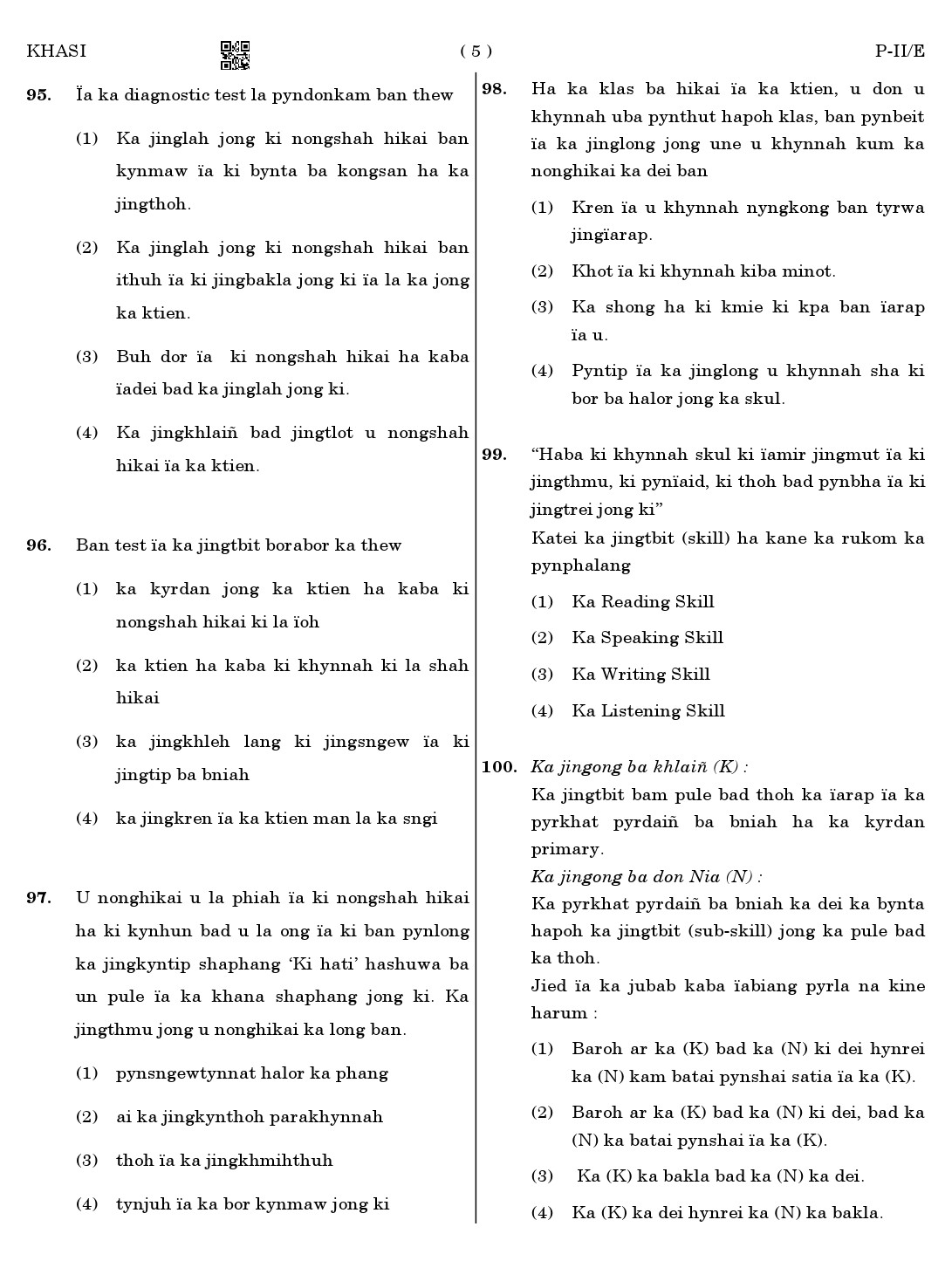 CTET August 2023 Khasi Language Supplement Paper II Part IV and V 5