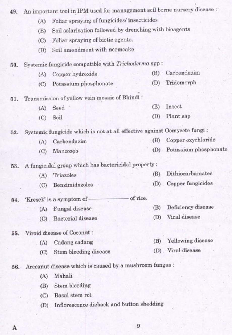 Kerala PSC Field Assistant Exam Question Code 0252016 7
