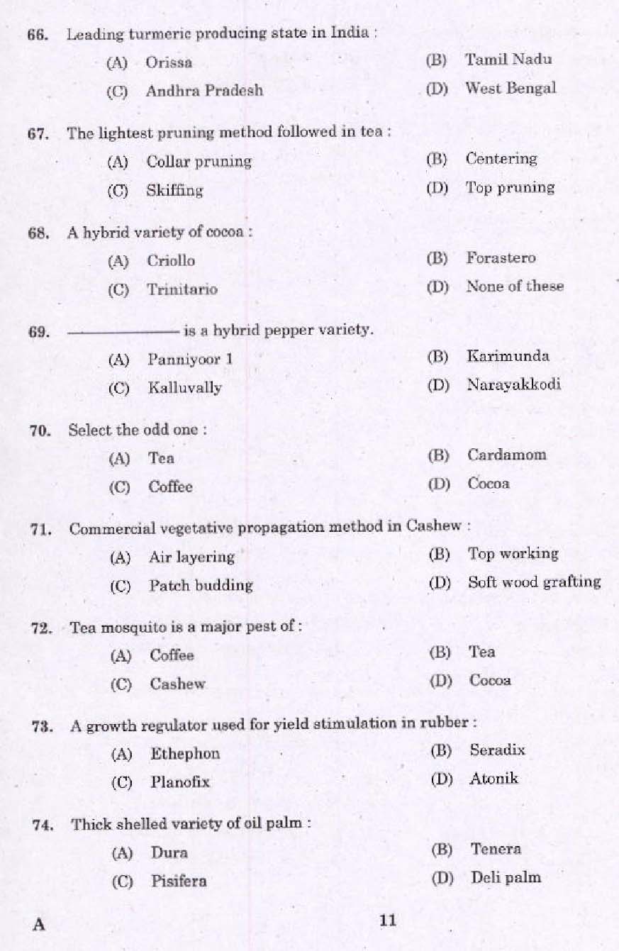 Kerala PSC Field Assistant Exam Question Code 0252016 9