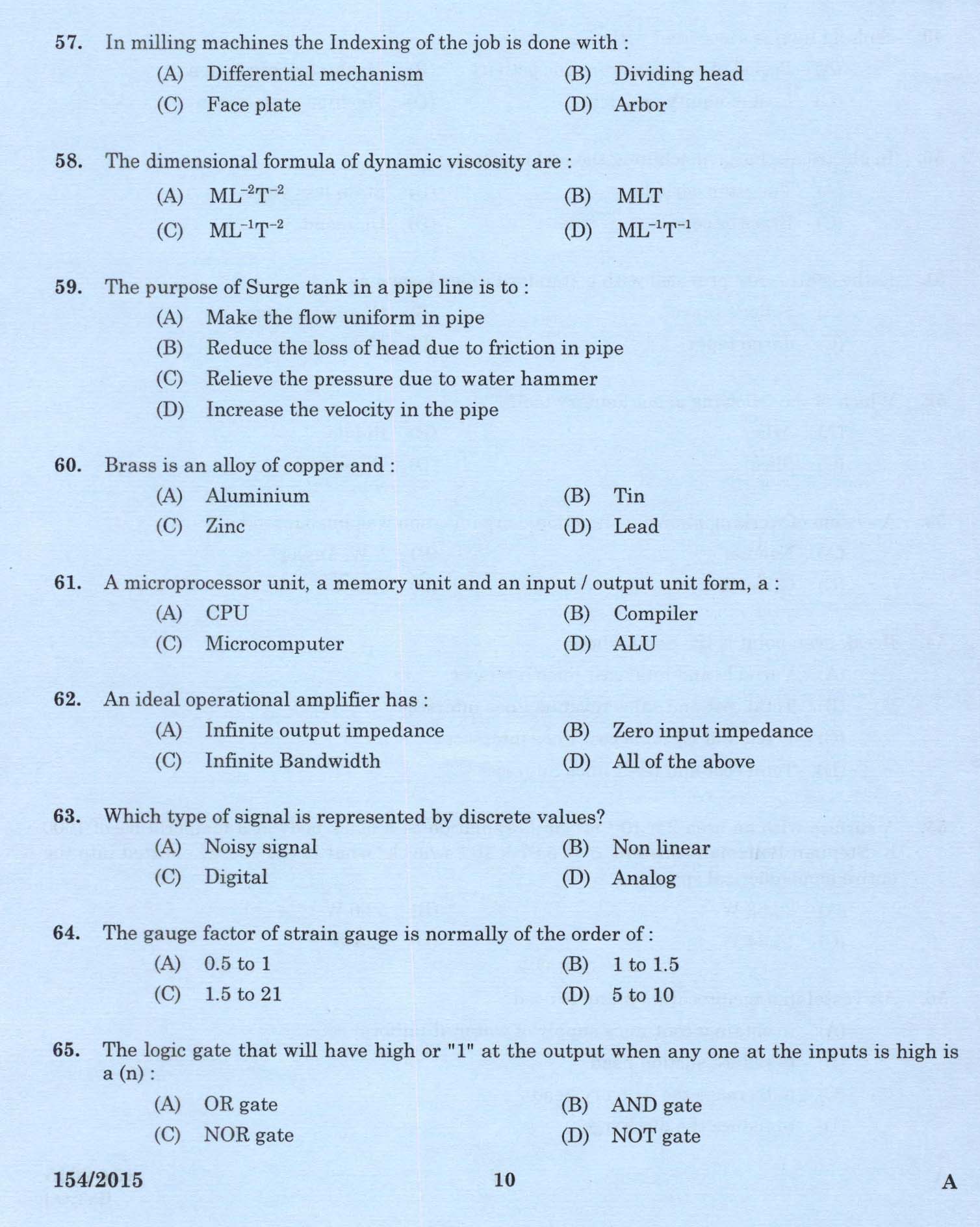 Kerala PSC Foreman Exam 2015 Question Paper Code 1542015 8