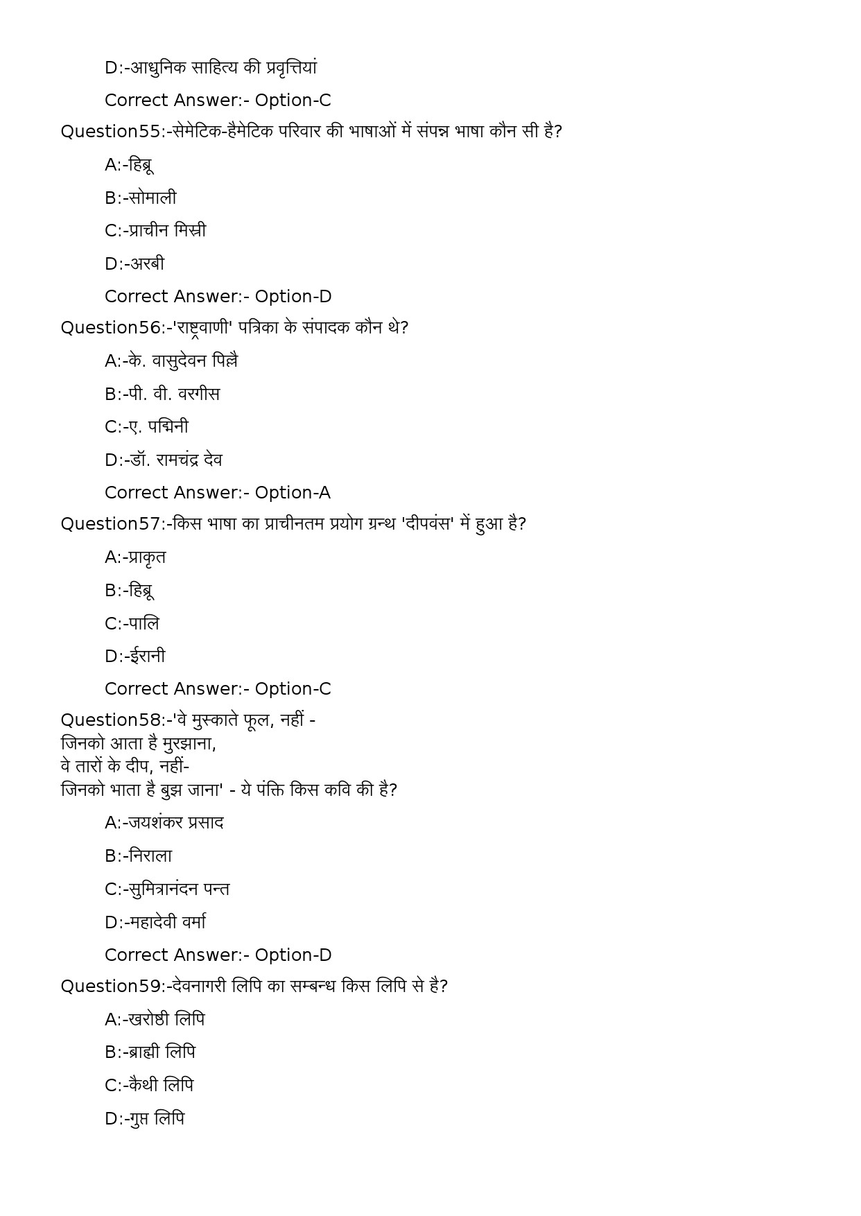KPSC High School Teacher Hindi Exam 2024 Code 42024OL 11