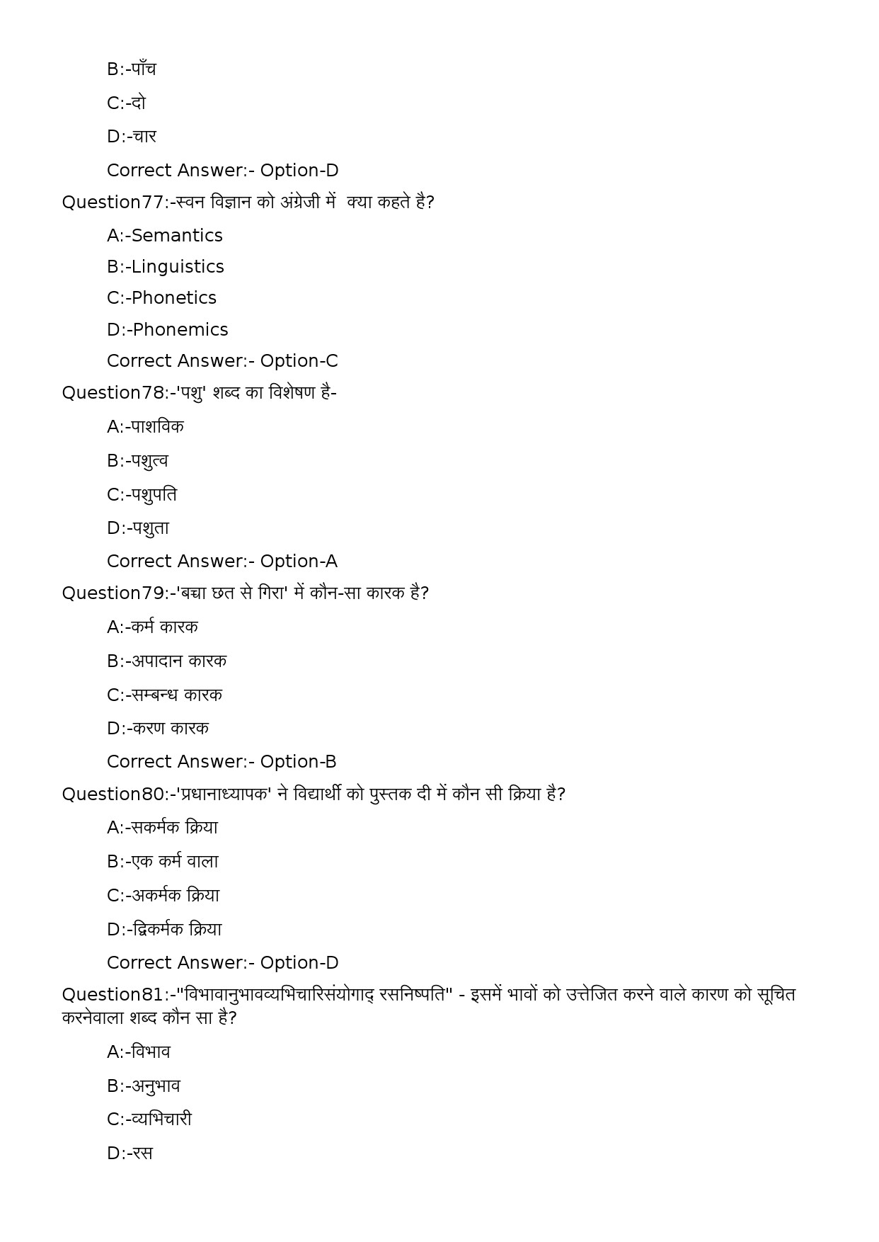KPSC High School Teacher Hindi Exam 2024 Code 42024OL 15