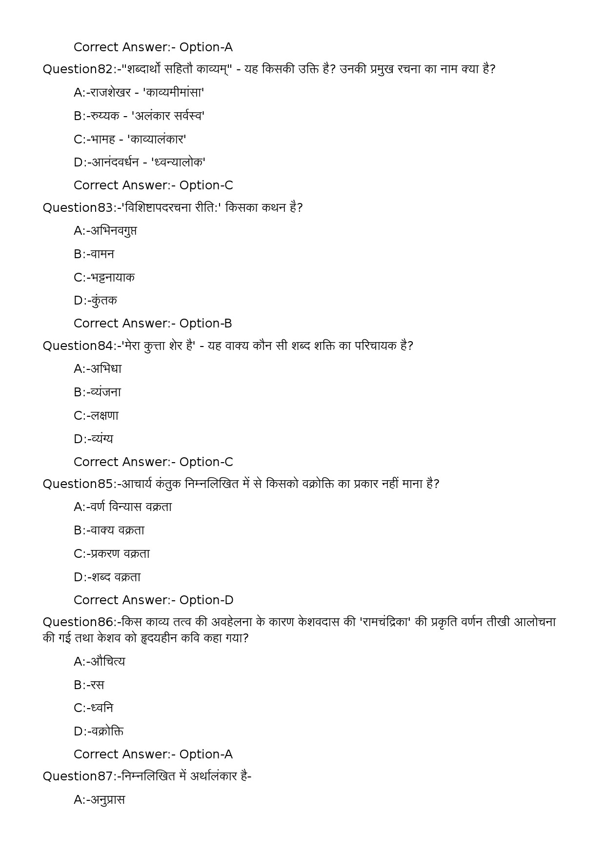 KPSC High School Teacher Hindi Exam 2024 Code 42024OL 16