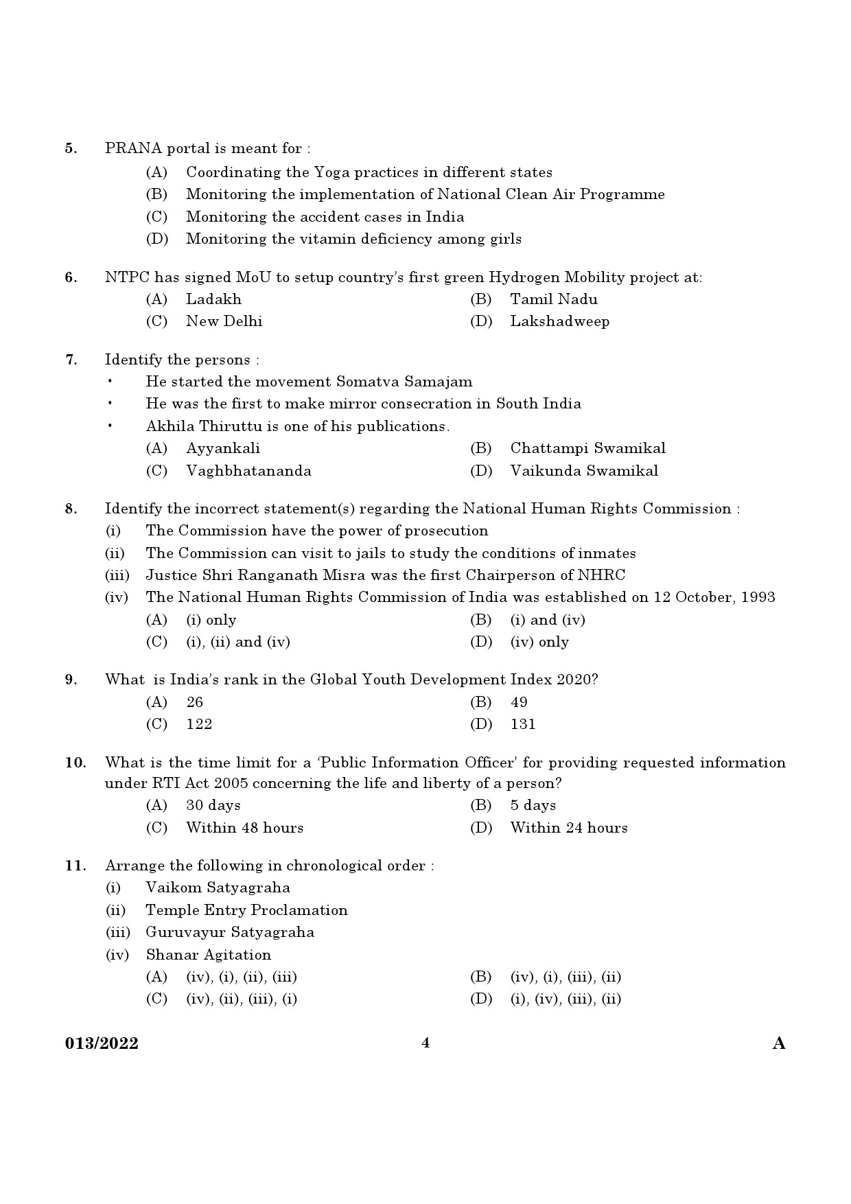KPSC HSA Mathematics Malayalam Medium Exam 2022 Code 0132022 2