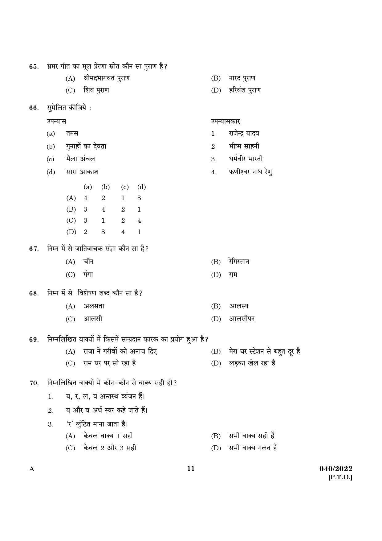 KPSC Part Time High School Teacher Hindi Exam 2022 Code 0402022 9