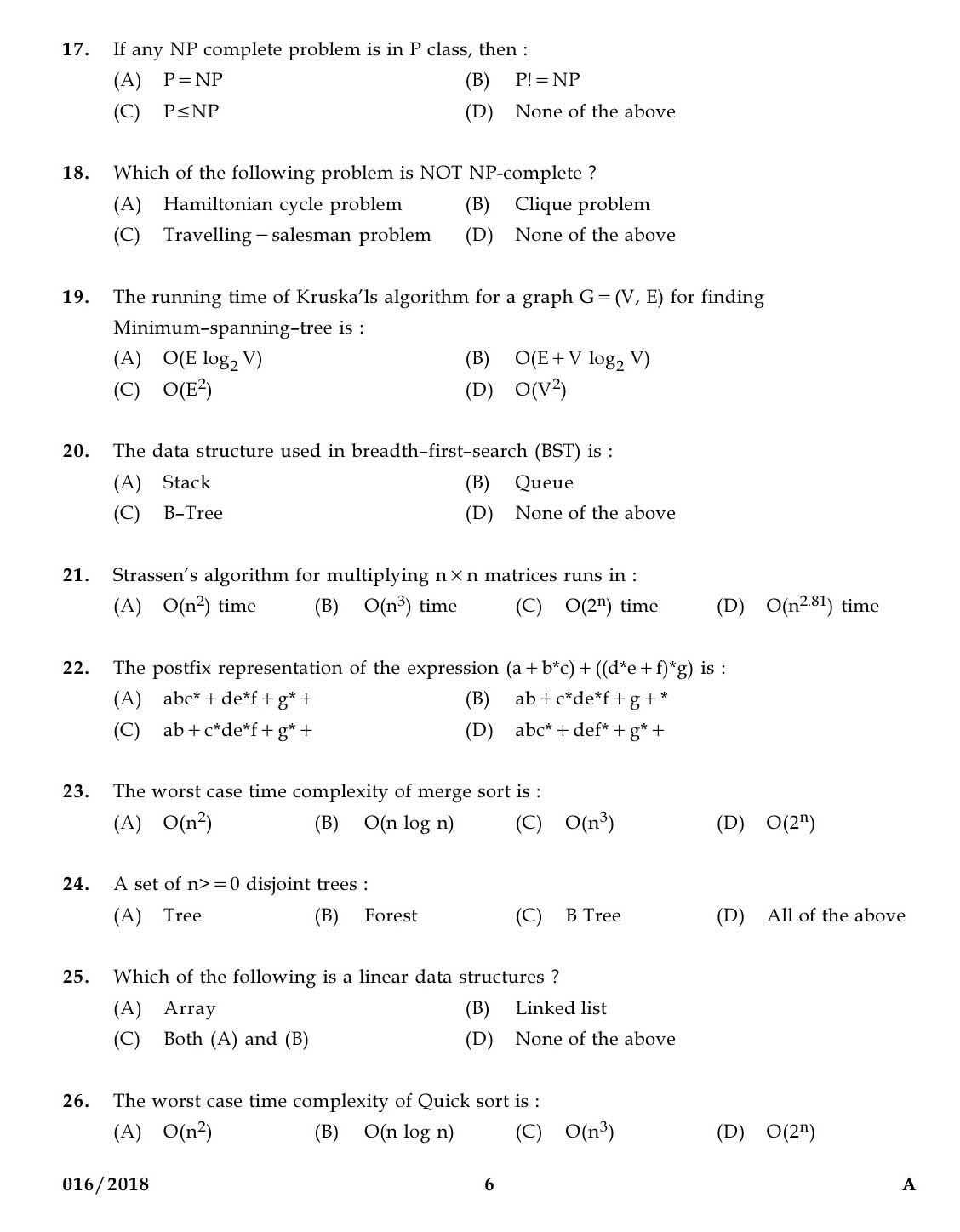 KPSC Higher Secondary School Teacher Exam Question 0162018 5