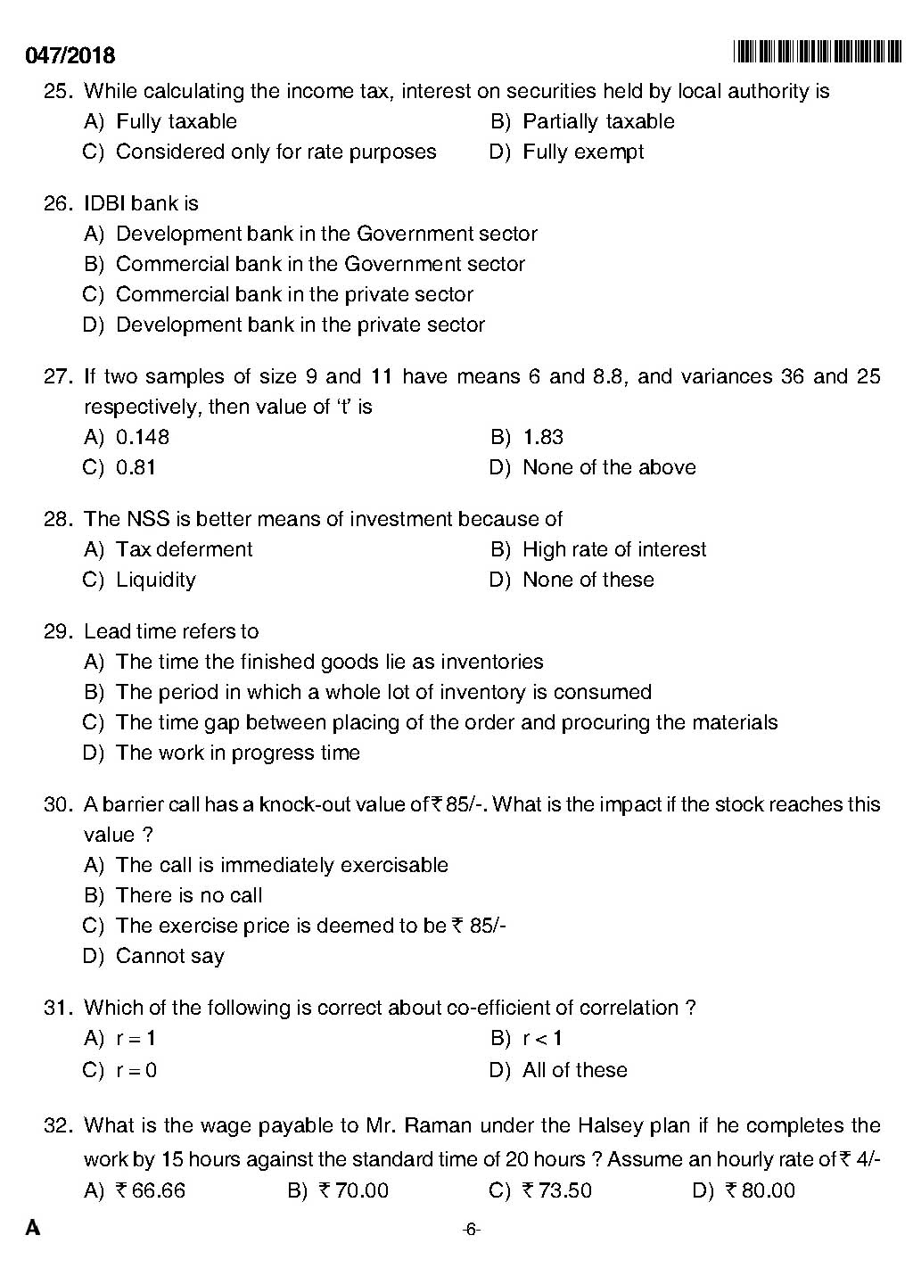 KPSC Higher Secondary School Teacher Exam Question 0472018 4