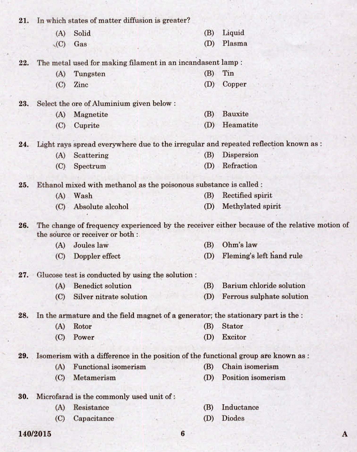 Kerala PSC Assistant Grade II Exam 2015 Question Paper Code 1402015 4