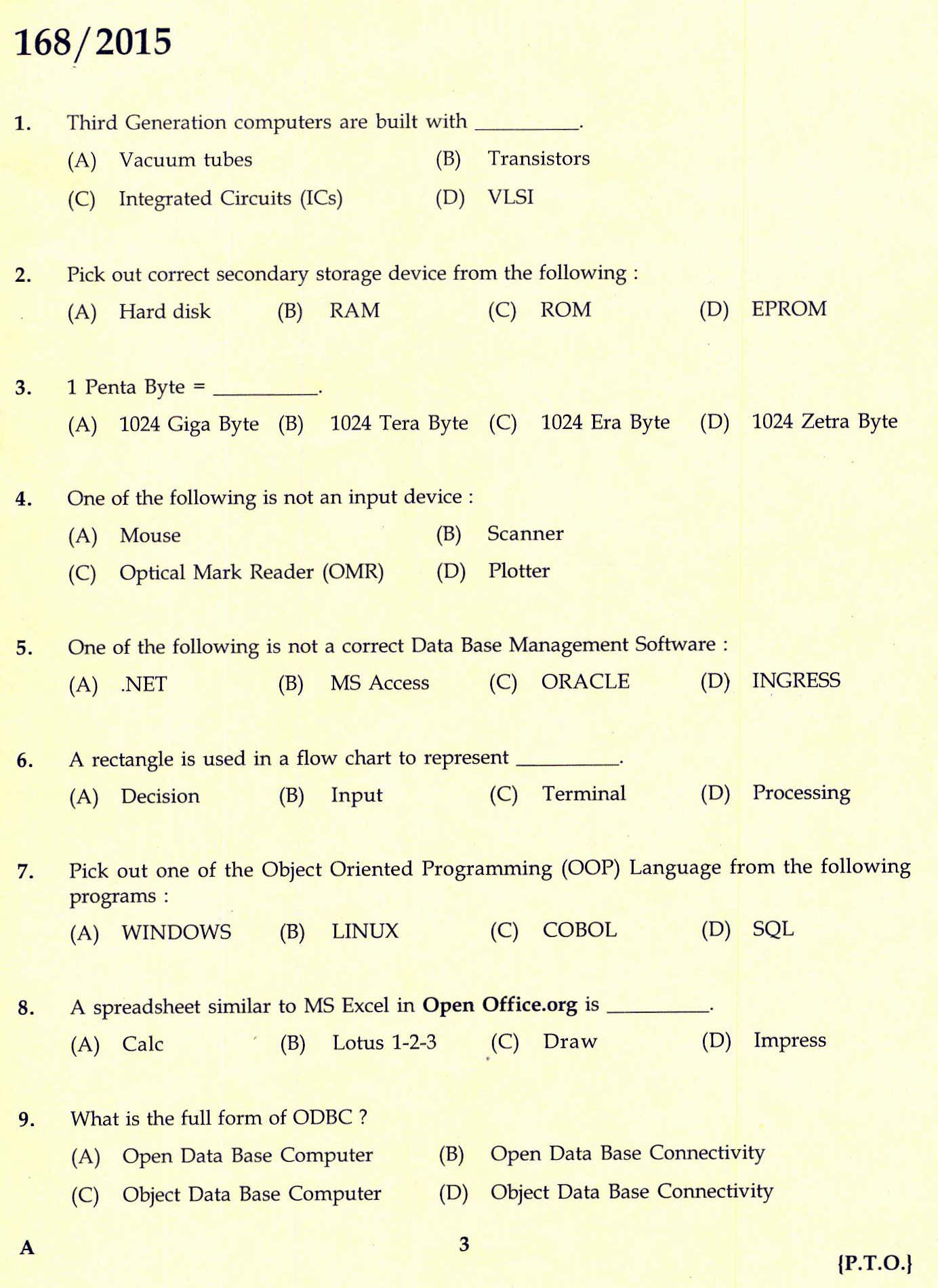 Kerala PSC Confidential Assistant Grade II Kerala Water Authority Exam 2015 Question Paper Code 1682015 1