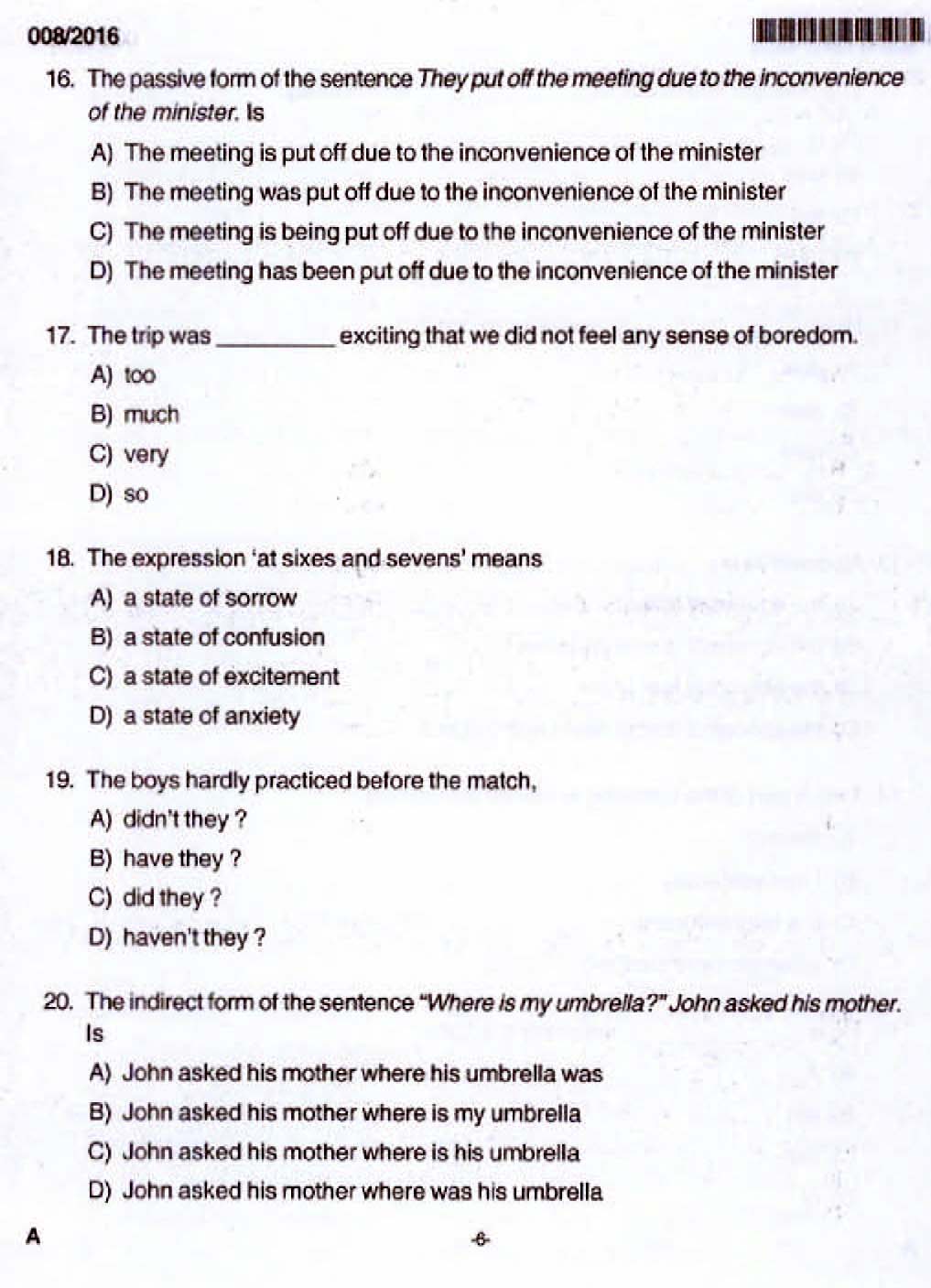 Kerala PSC Junior Assistant Exam 2016 Question Paper Code 0082016 4