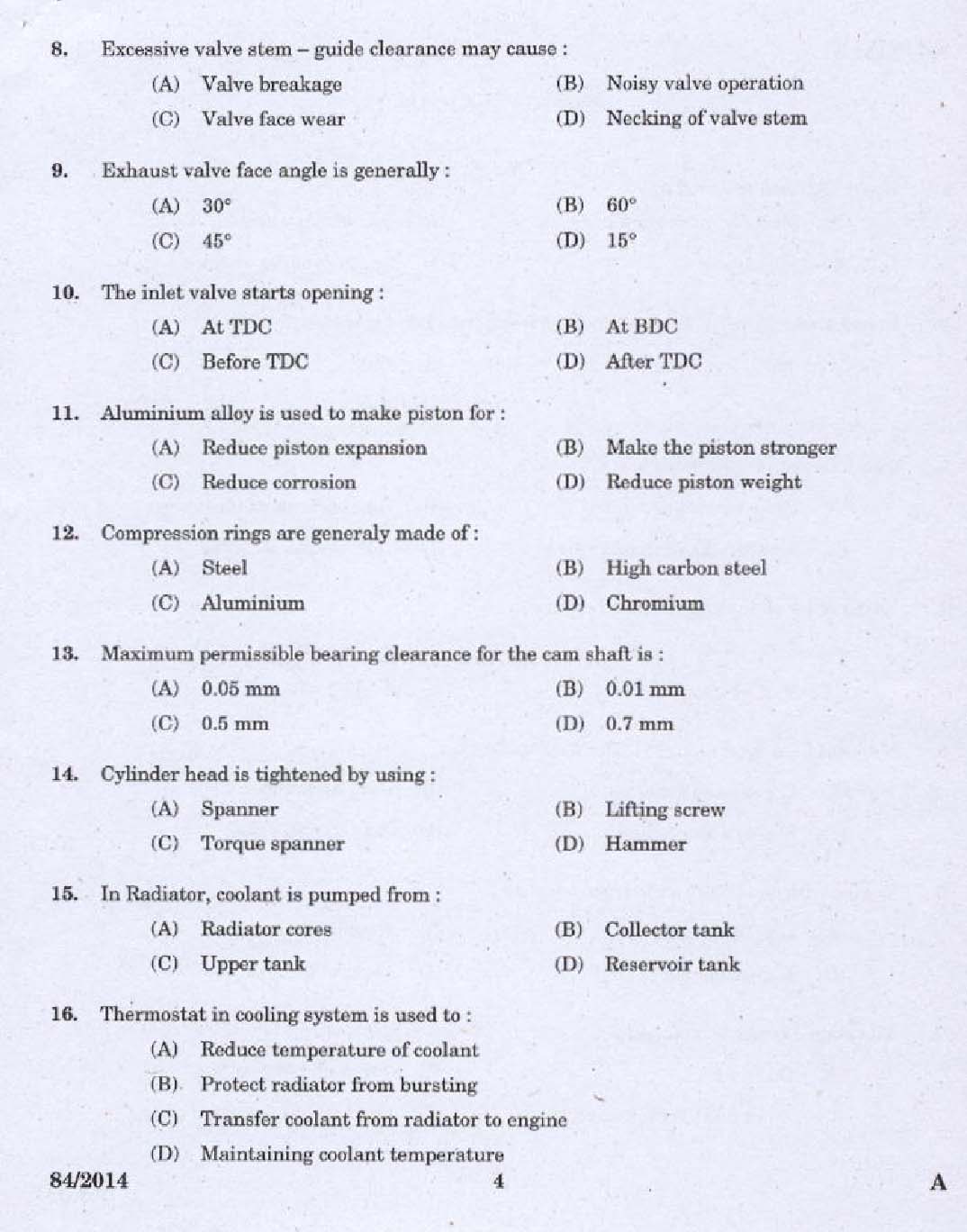 Kerala PSC Junior Instructor Exam 2014 Question Paper Code 842014 2