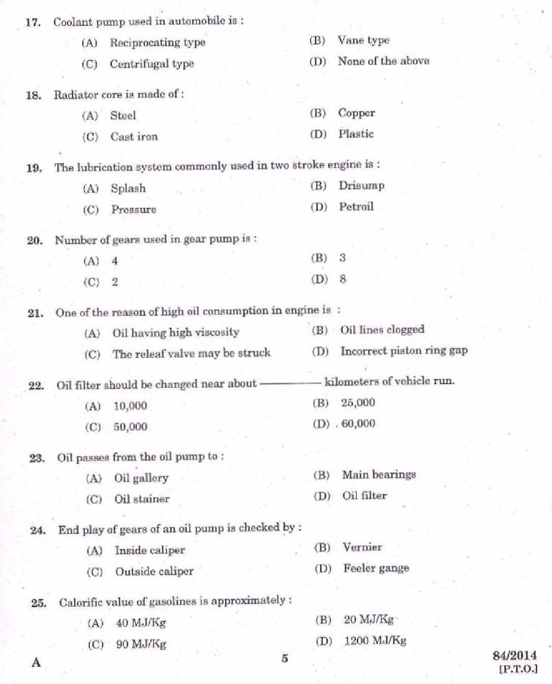 Kerala PSC Junior Instructor Exam 2014 Question Paper Code 842014 3