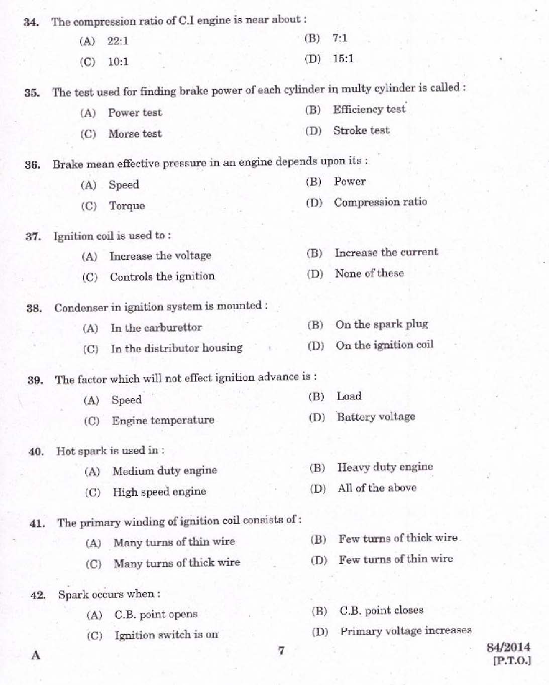 Kerala PSC Junior Instructor Exam 2014 Question Paper Code 842014 5