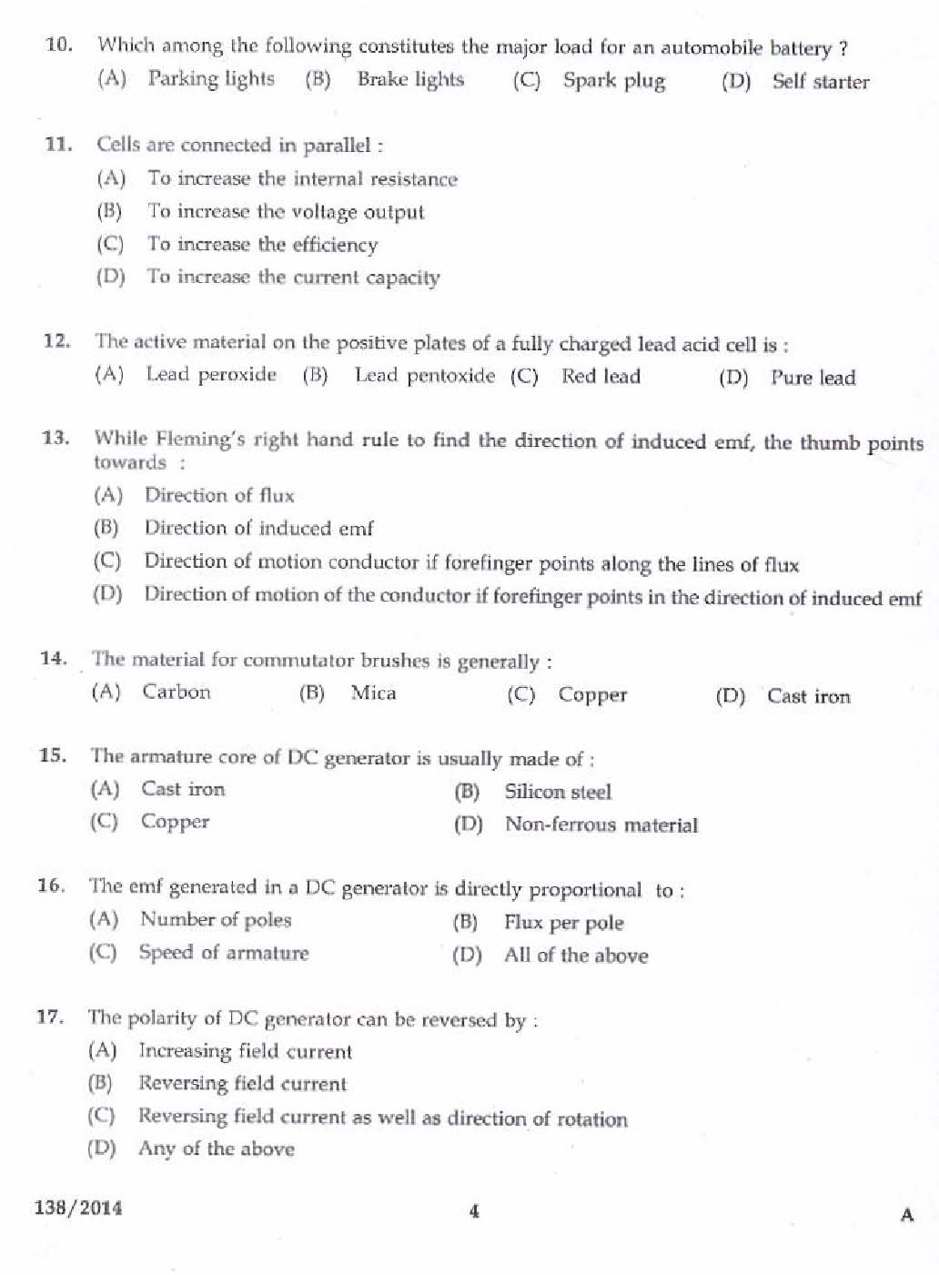 Kerala PSC Junior Instructor Exam Question Paper Code 1382014 2