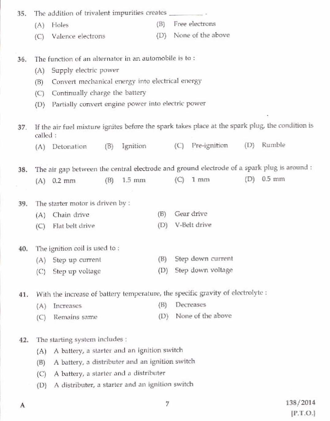 Kerala PSC Junior Instructor Exam Question Paper Code 1382014 5