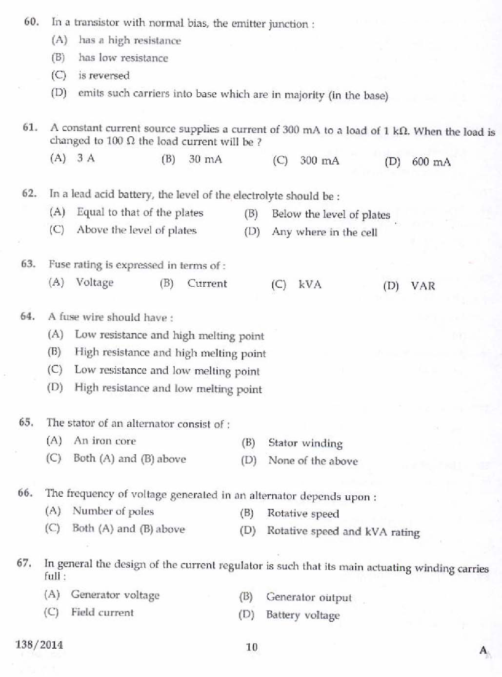 Kerala PSC Junior Instructor Exam Question Paper Code 1382014 8