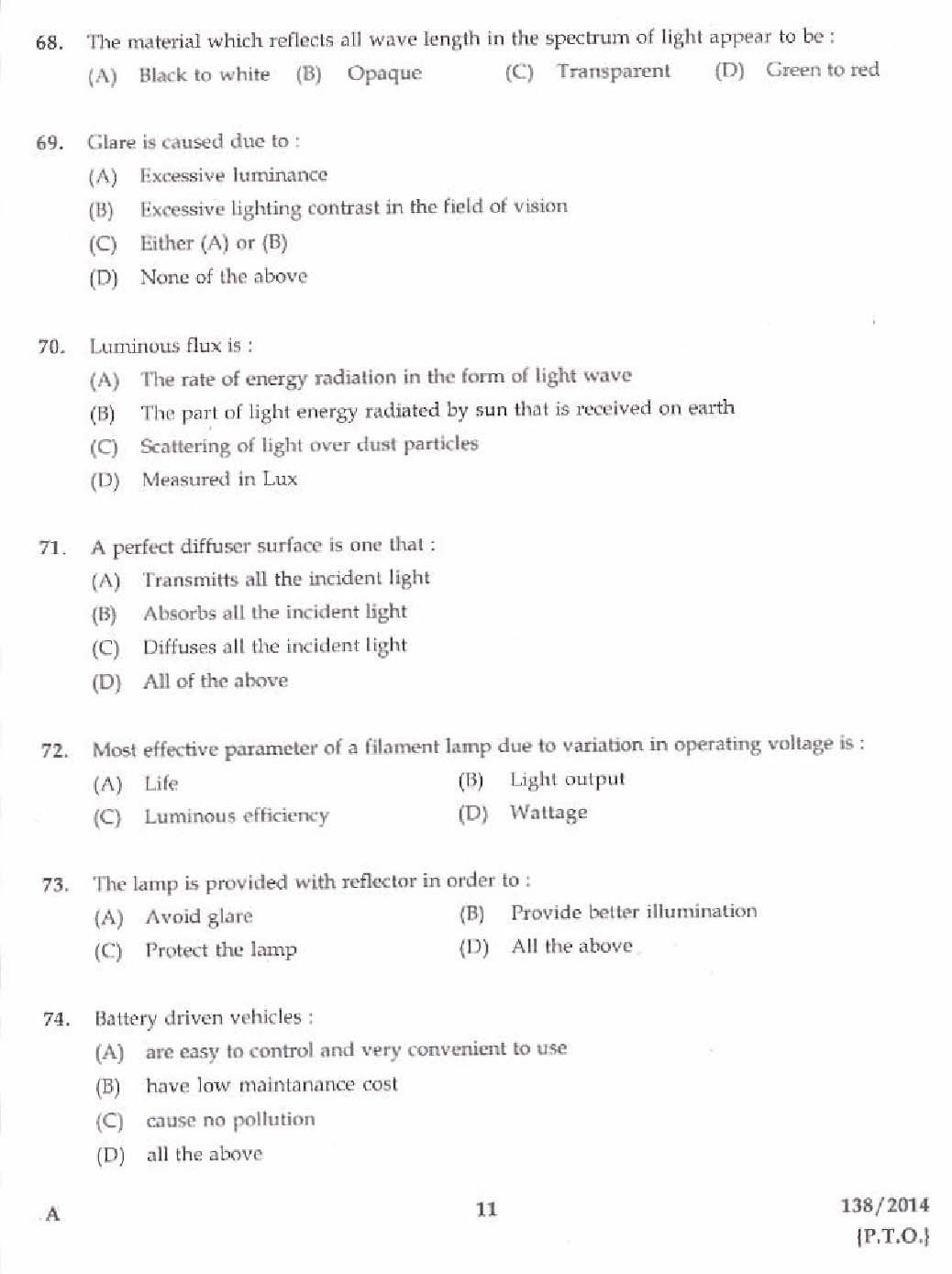 Kerala PSC Junior Instructor Exam Question Paper Code 1382014 9