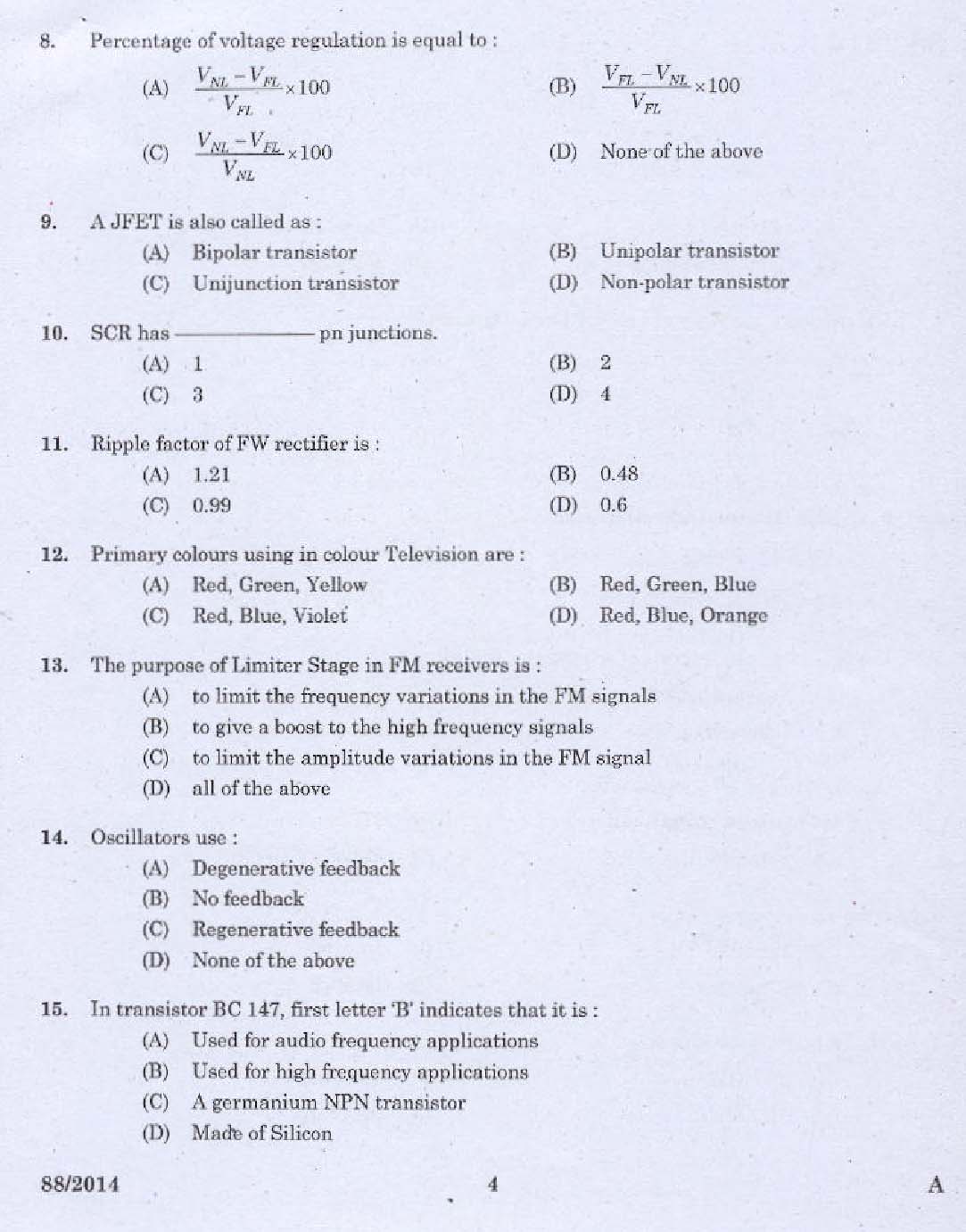 Kerala PSC Junior Instructor Exam Question Paper Code 882014 2
