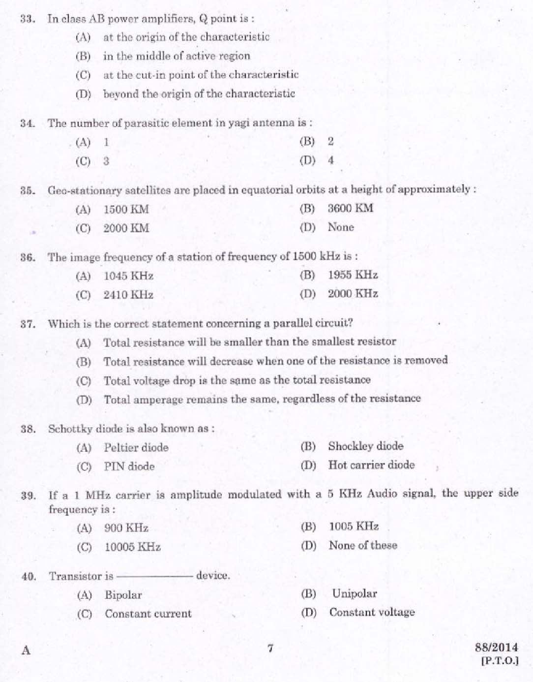 Kerala PSC Junior Instructor Exam Question Paper Code 882014 5