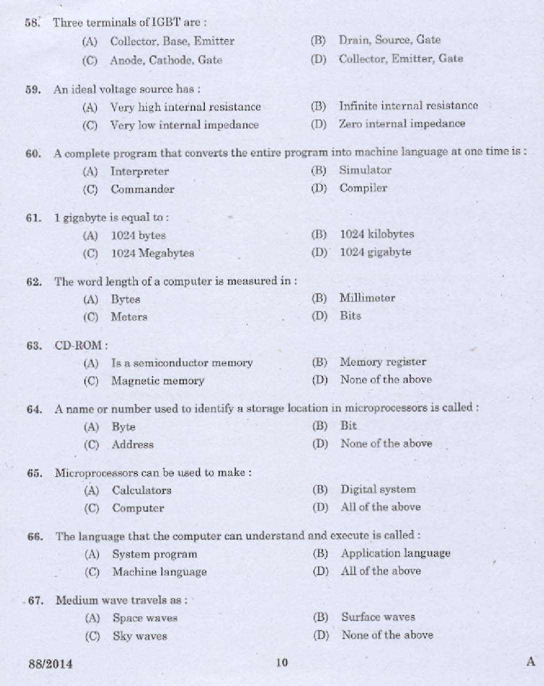 Kerala PSC Junior Instructor Exam Question Paper Code 882014 8