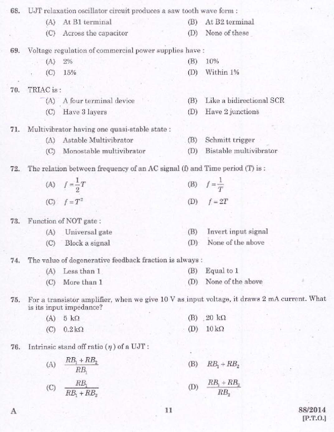 Kerala PSC Junior Instructor Exam Question Paper Code 882014 9