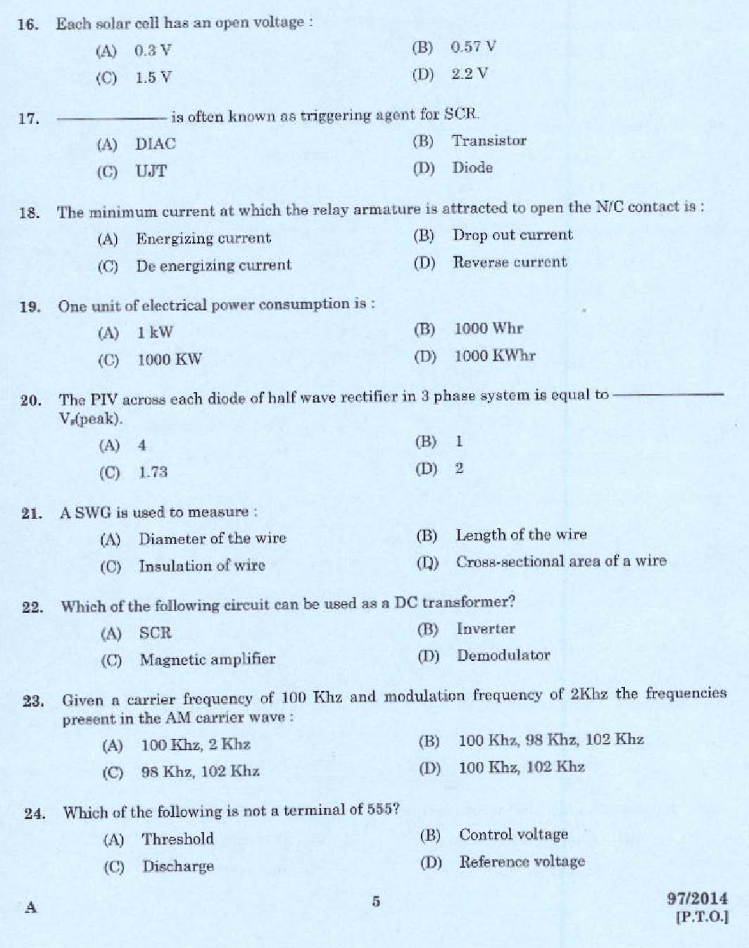 Kerala PSC Junior Instructor Exam Question Paper Code 972014 3