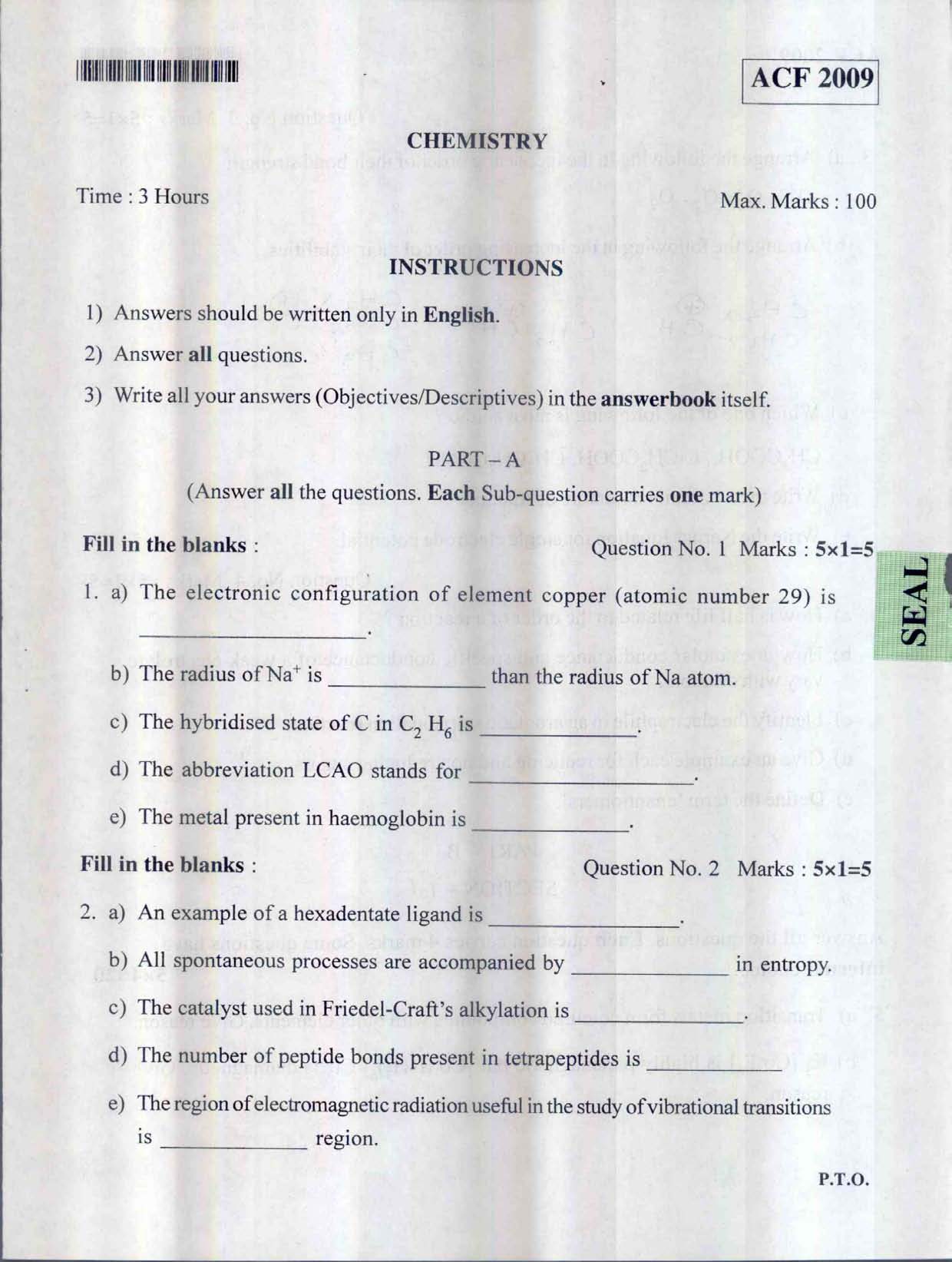 Karnataka PSC Assistant Conservator Of Forests Exam Code ACF 2009 31