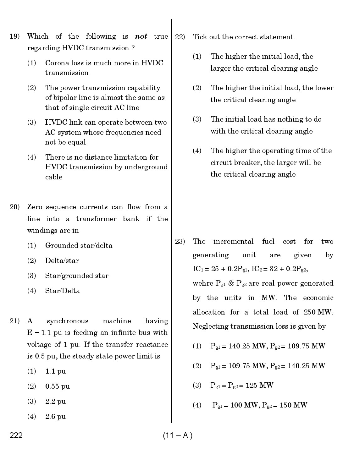 Karnataka PSC Assistant Engineer Electrical Exam Sample Question Paper 11