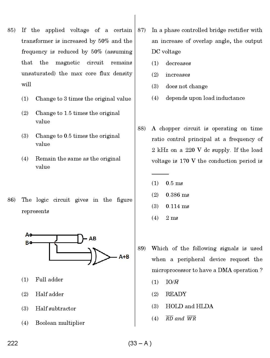 Karnataka PSC Assistant Engineer Electrical Exam Sample Question Paper 33