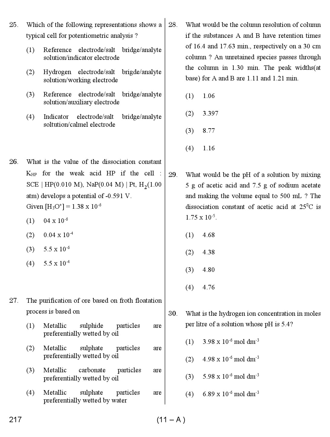 Karnataka PSC Chemist Exam Sample Question Paper 11