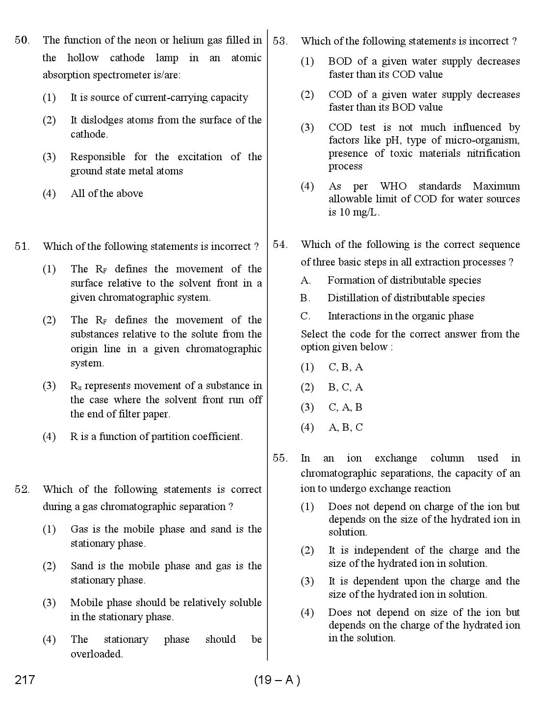 Karnataka PSC Chemist Exam Sample Question Paper 19