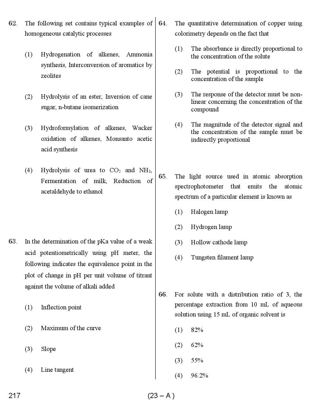 Karnataka PSC Chemist Exam Sample Question Paper 23